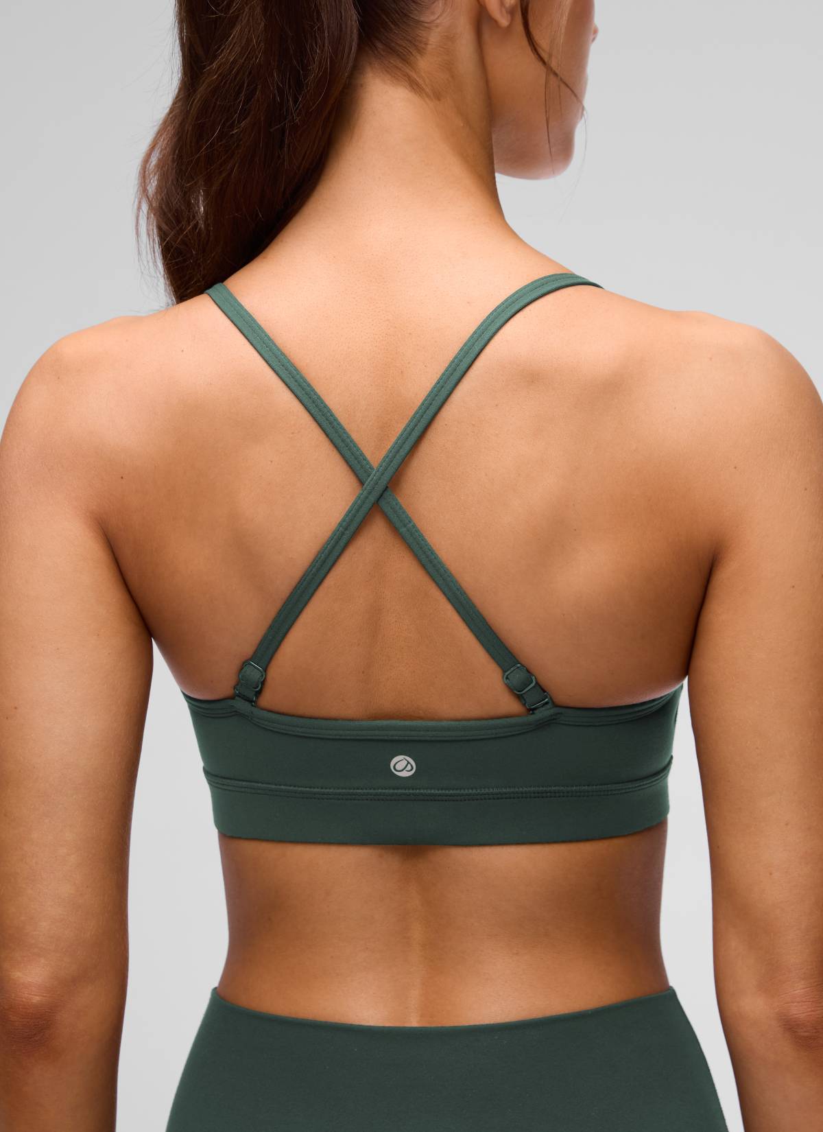 CRZ YOGA Butterluxe Sujetador con Cuello en V y Tirantes Espagueti para Mujer Verde Bosque Oscuro