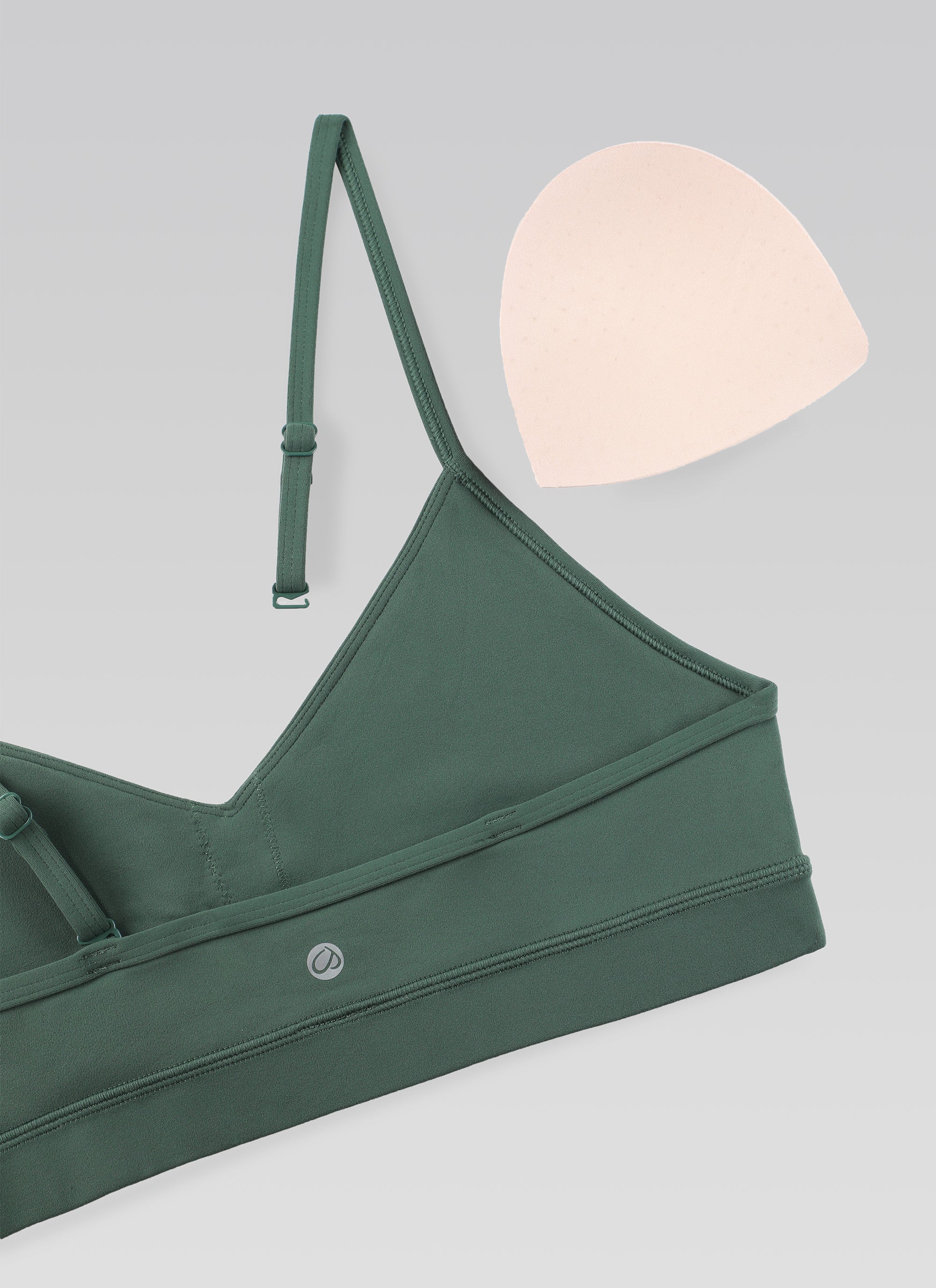 CRZ YOGA Butterluxe Sujetador con Cuello en V y Tirantes Espagueti para Mujer Verde Bosque Oscuro