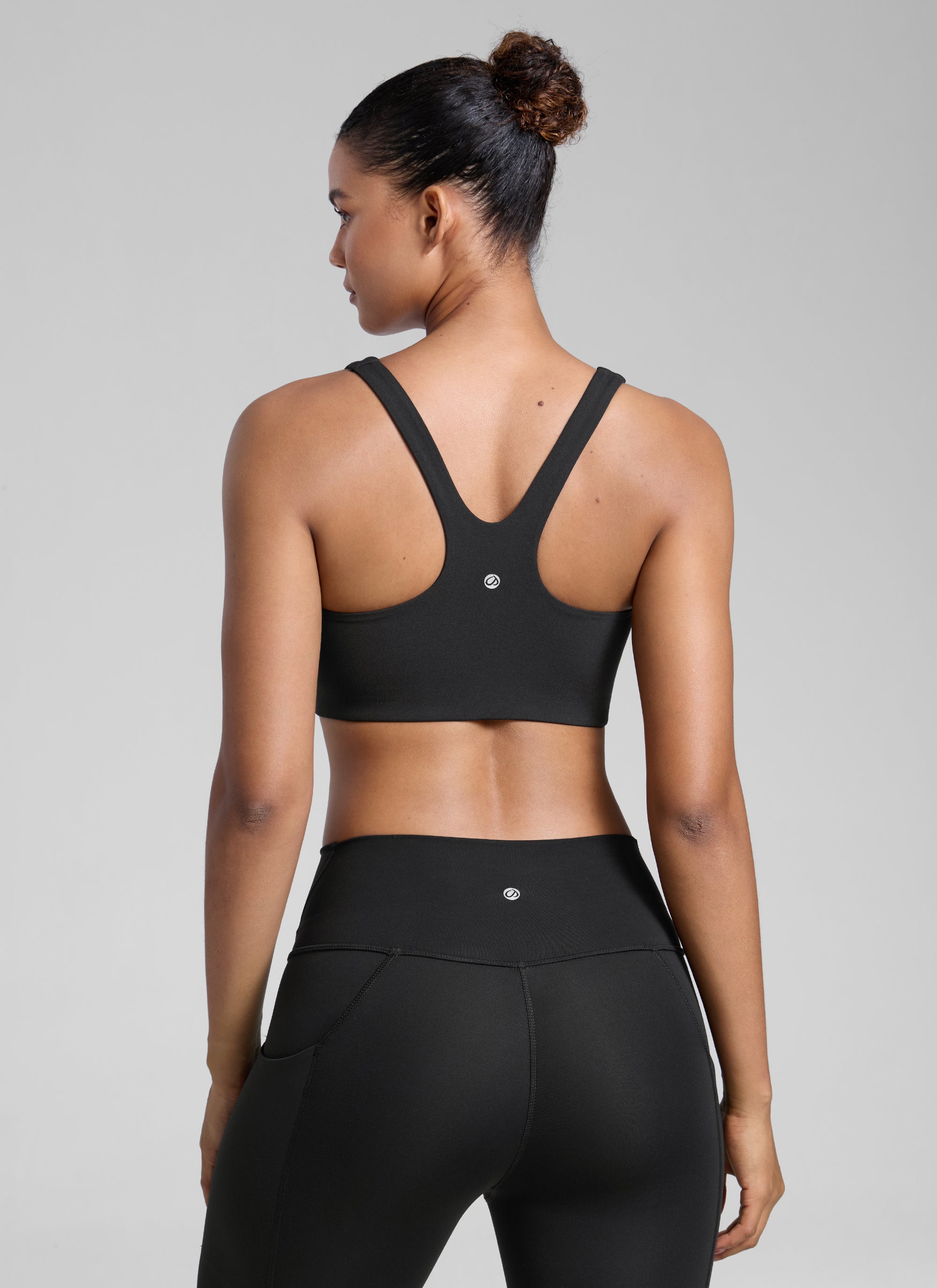 CRZ YOGA Butterlift Sujetador Deportivo con Escote Cuadrado y Doble Capa para Mujer Negro