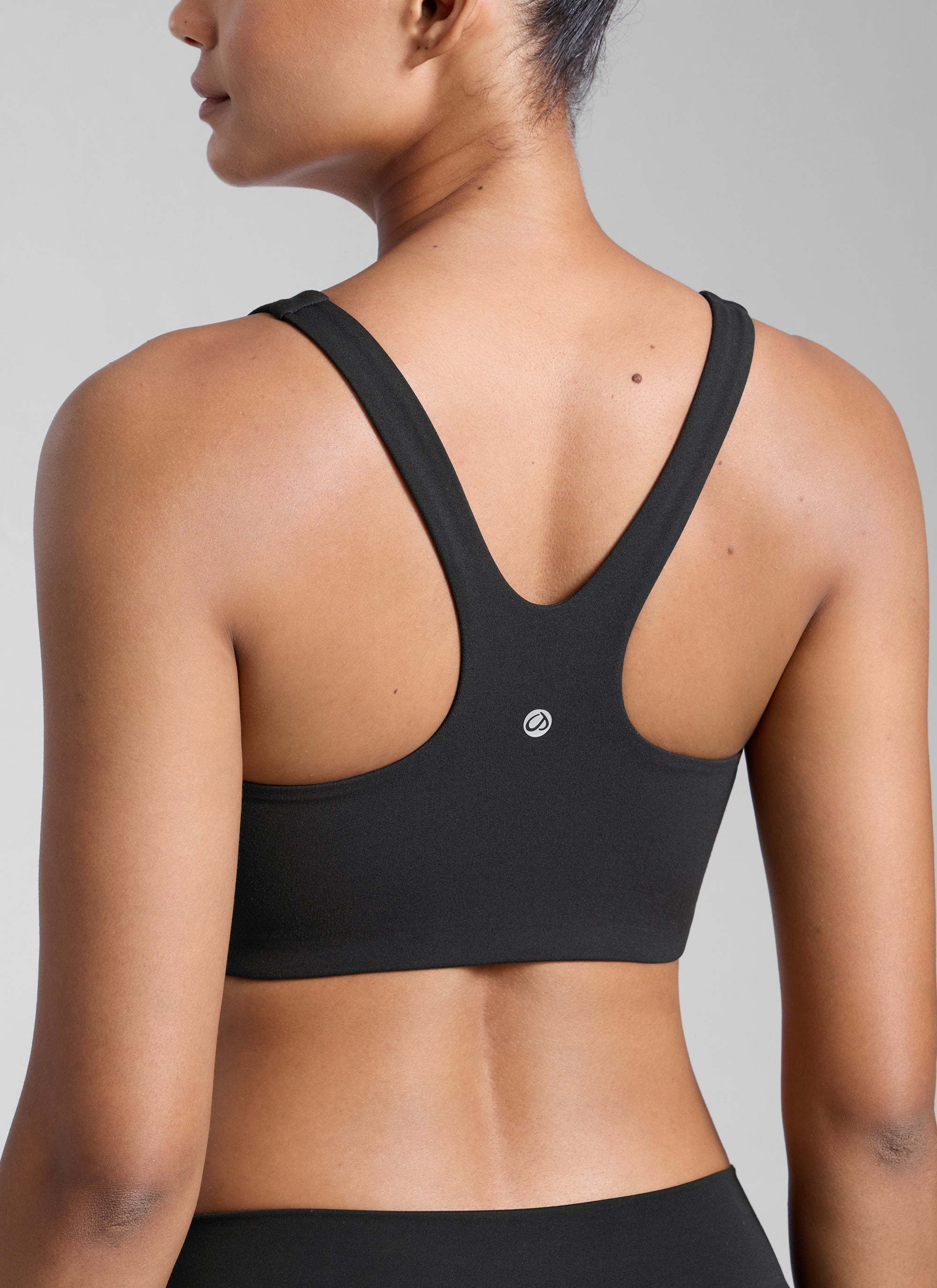 CRZ YOGA Butterlift Sujetador Deportivo con Escote Cuadrado y Doble Capa para Mujer Negro
