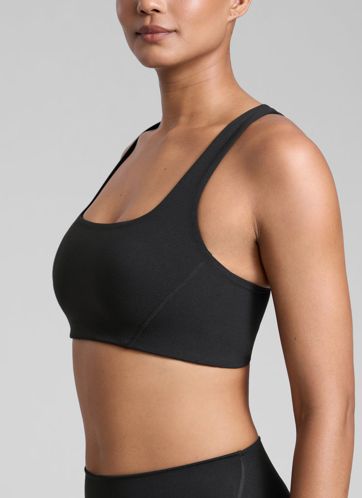 CRZ YOGA Butterlift Sujetador Deportivo con Escote Cuadrado y Doble Capa para Mujer Negro