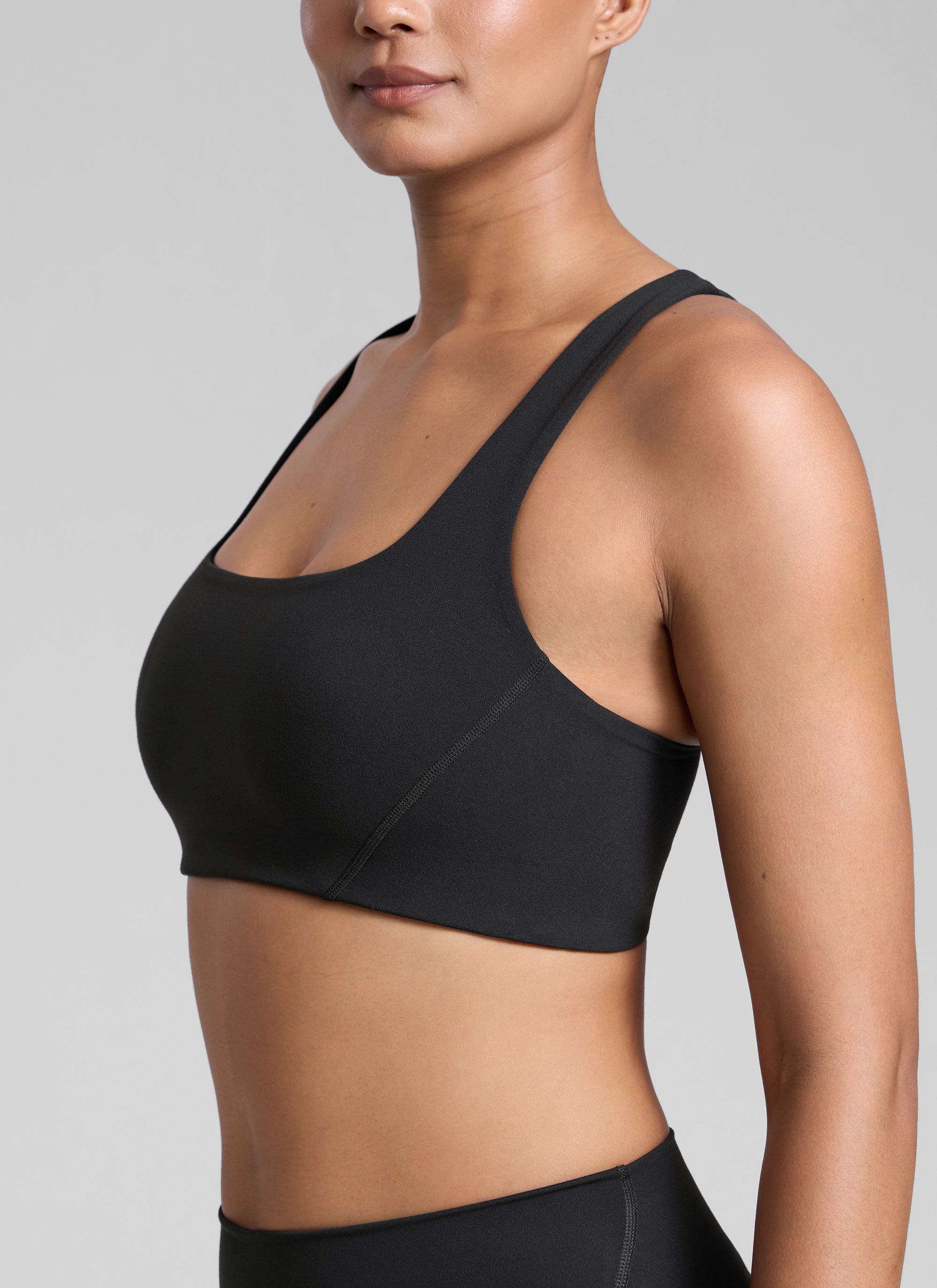 CRZ YOGA Butterlift Sujetador Deportivo con Escote Cuadrado y Doble Capa para Mujer Negro