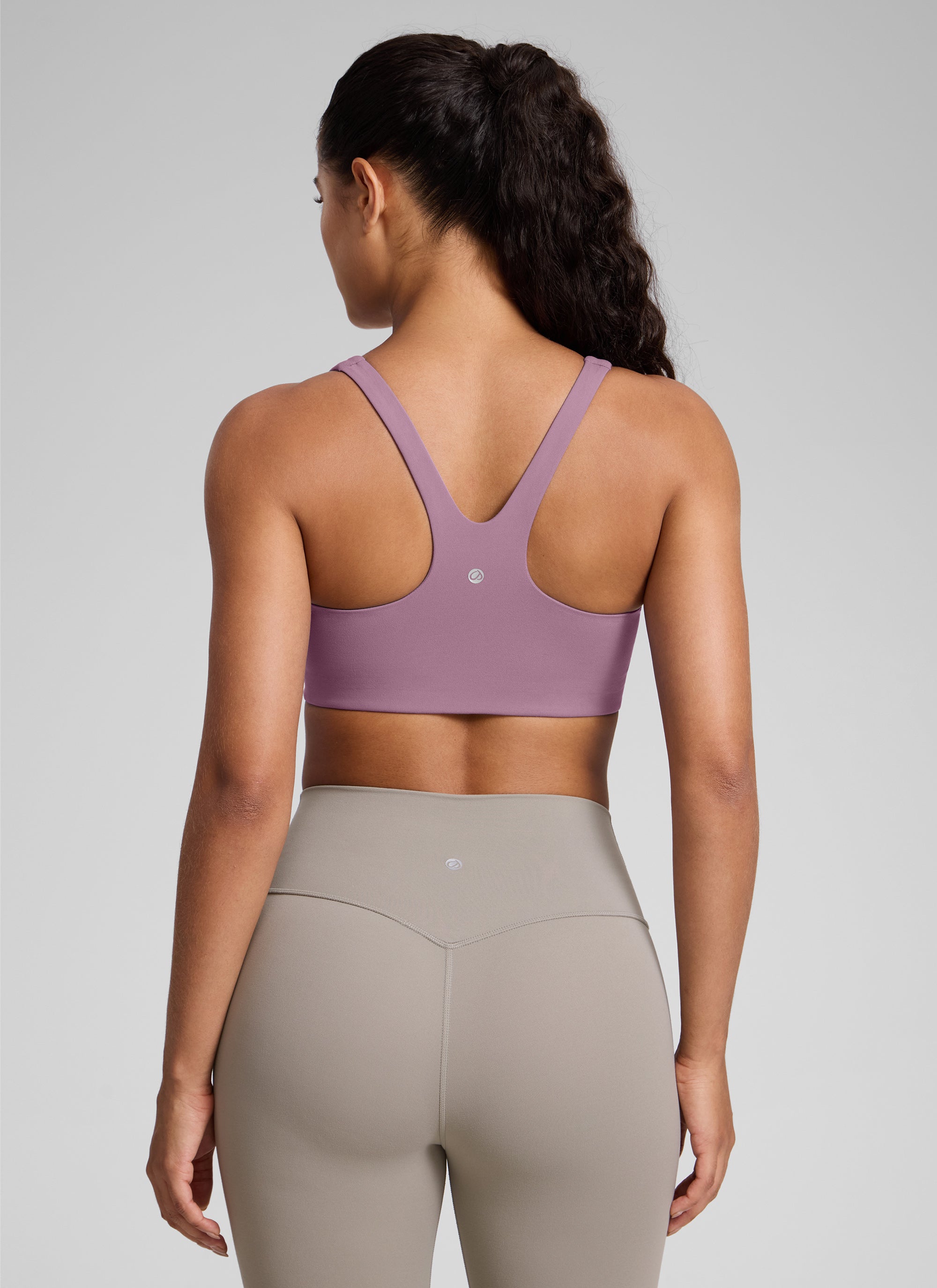 CRZ YOGA Butterlift Sujetador Deportivo con Escote Cuadrado y Doble Capa para Mujer Lavanda claro