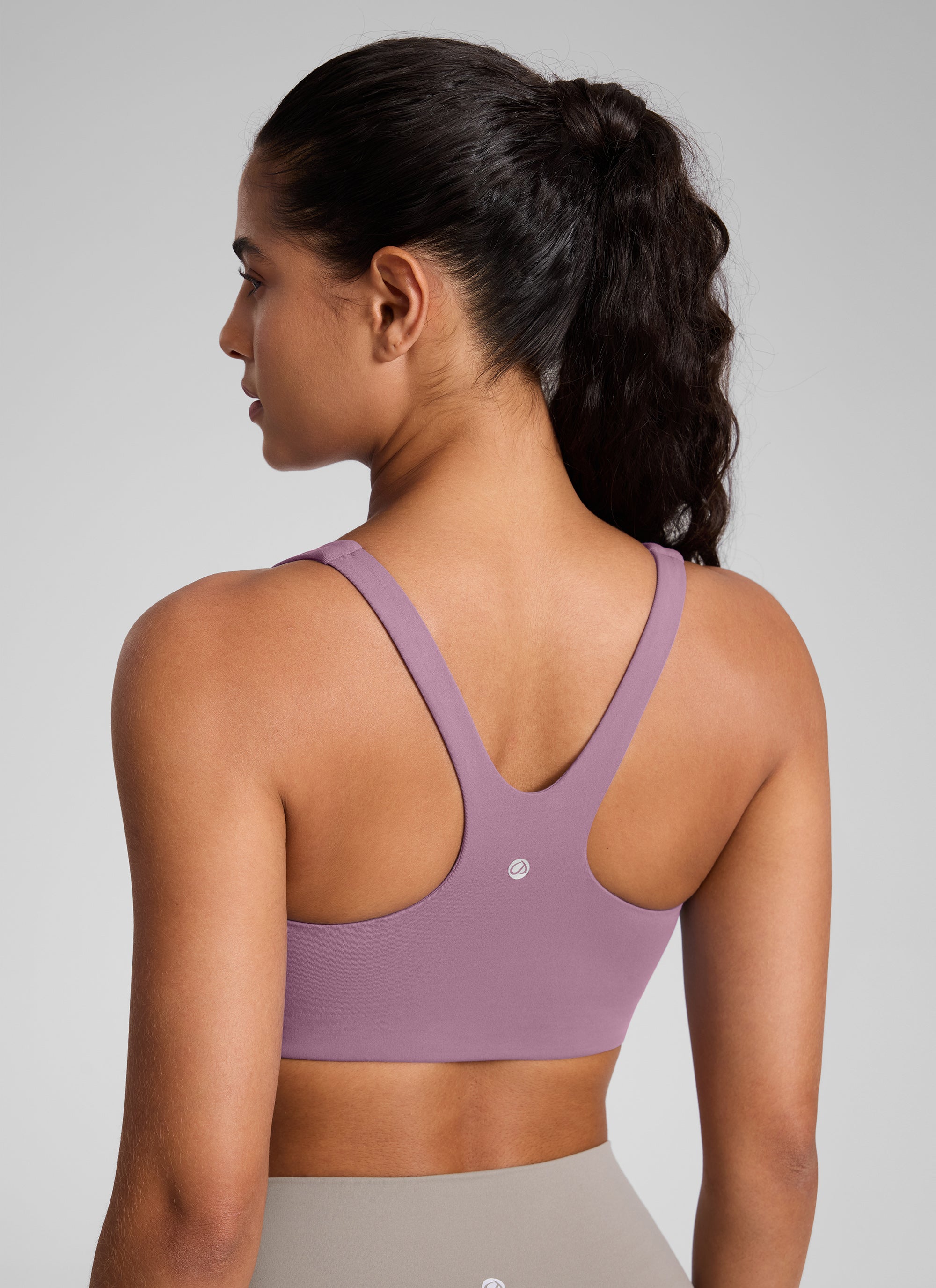 CRZ YOGA Butterlift Sujetador Deportivo con Escote Cuadrado y Doble Capa para Mujer Lavanda claro