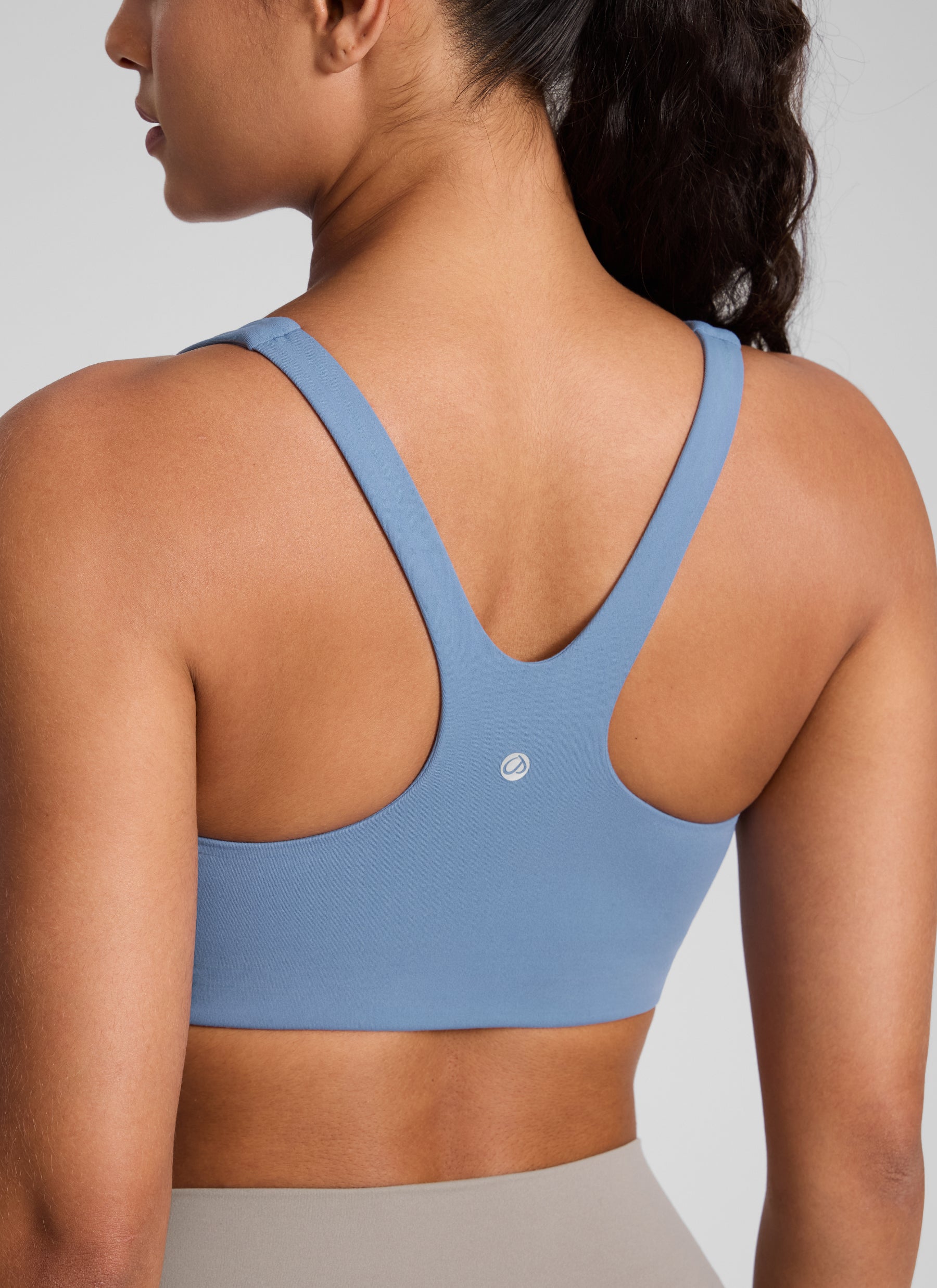 CRZ YOGA Butterlift Sujetador Deportivo con Escote Cuadrado y Doble Capa para Mujer Denim lavado @model_info:C