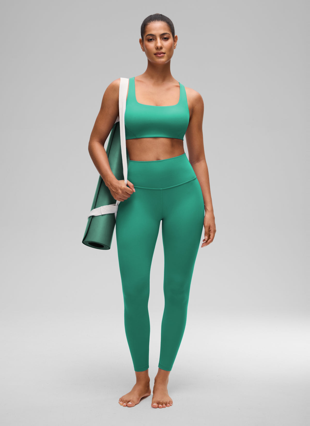 CRZ YOGA Butterlift Sujetador Deportivo con Escote Cuadrado y Doble Capa para Mujer Verde Cascadia @model_info:C