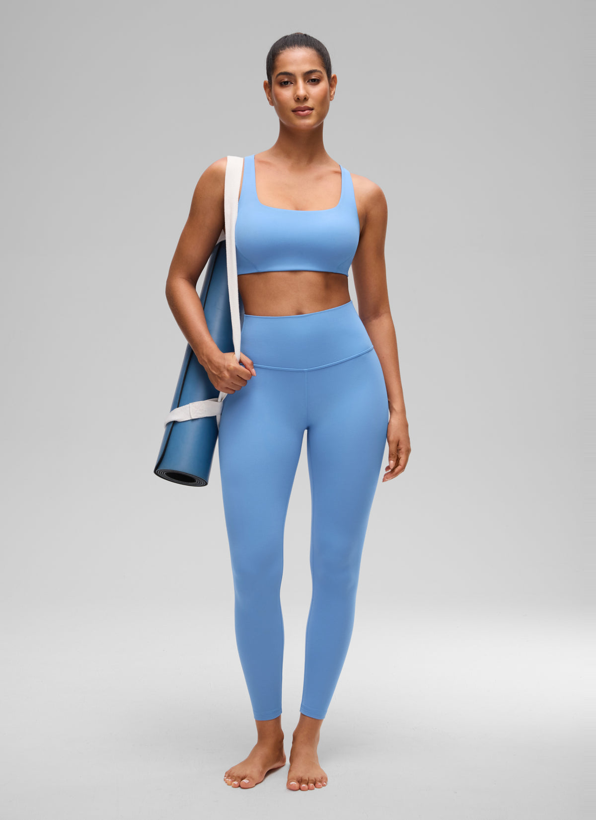 CRZ YOGA Butterlift Sujetador Deportivo con Escote Cuadrado y Doble Capa para Mujer Fiesta Azul @model_info:C