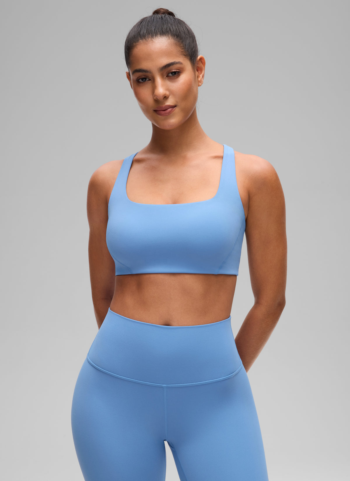 CRZ YOGA Butterlift Sujetador Deportivo con Escote Cuadrado y Doble Capa para Mujer Fiesta Azul @model_info:C