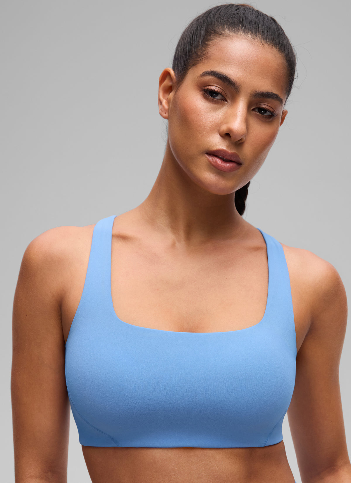 CRZ YOGA Butterlift Sujetador Deportivo con Escote Cuadrado y Doble Capa para Mujer Fiesta Azul @model_info:C
