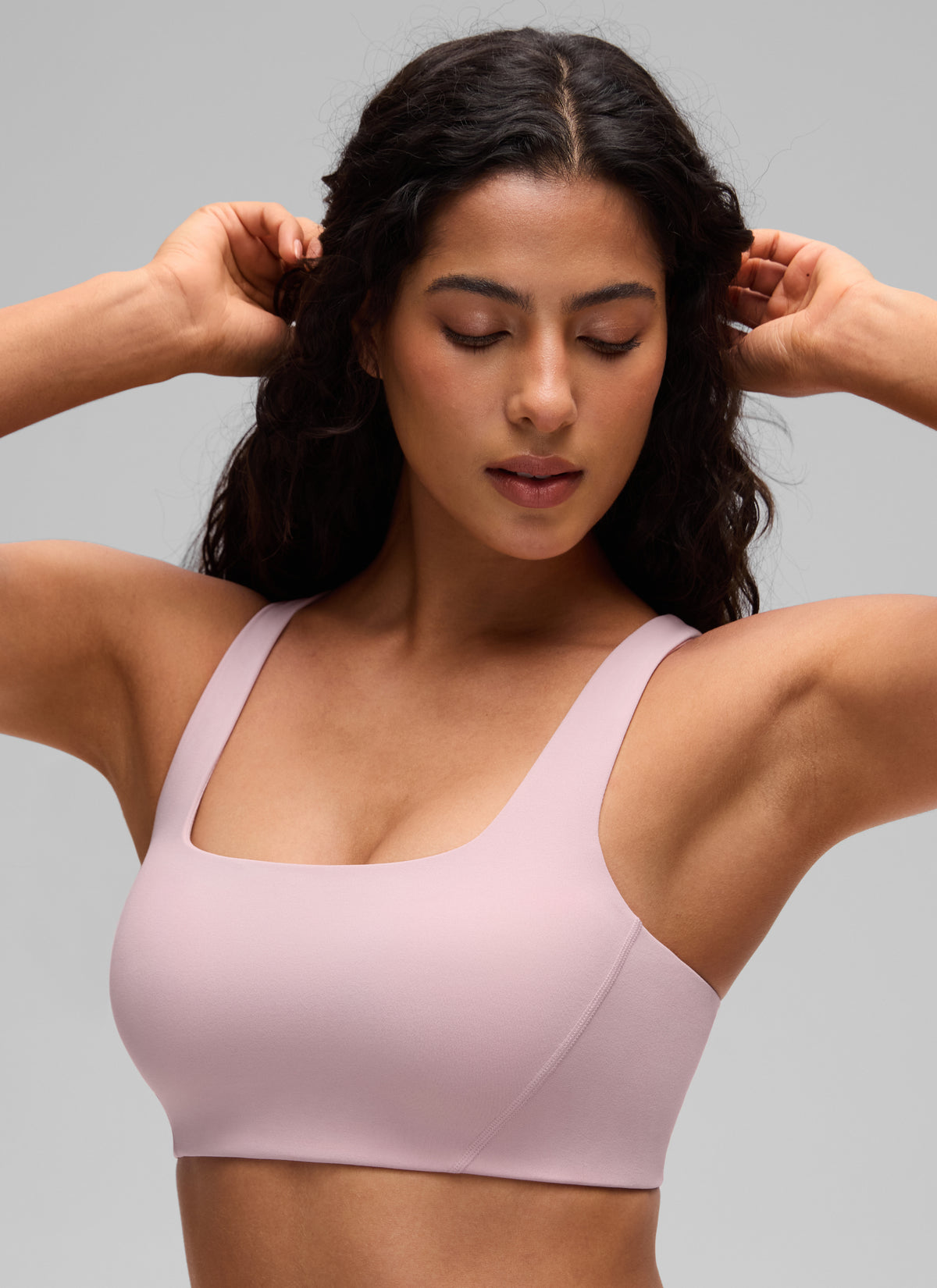 CRZ YOGA Butterlift Sujetador Deportivo con Escote Cuadrado y Doble Capa para Mujer Haze Rosa @model_info:C