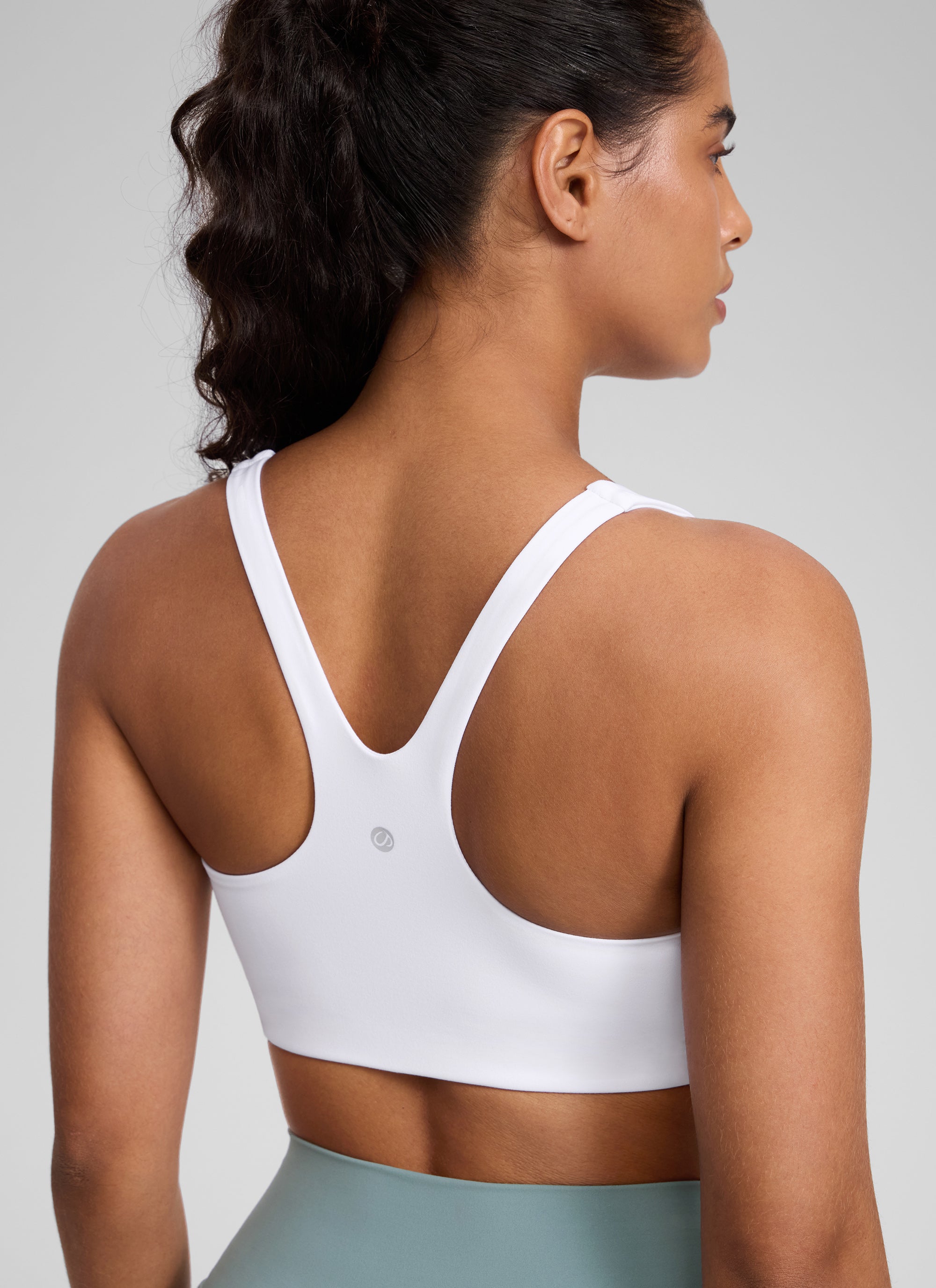 CRZ YOGA Butterlift Sujetador Deportivo con Escote Cuadrado y Doble Capa para Mujer blanco