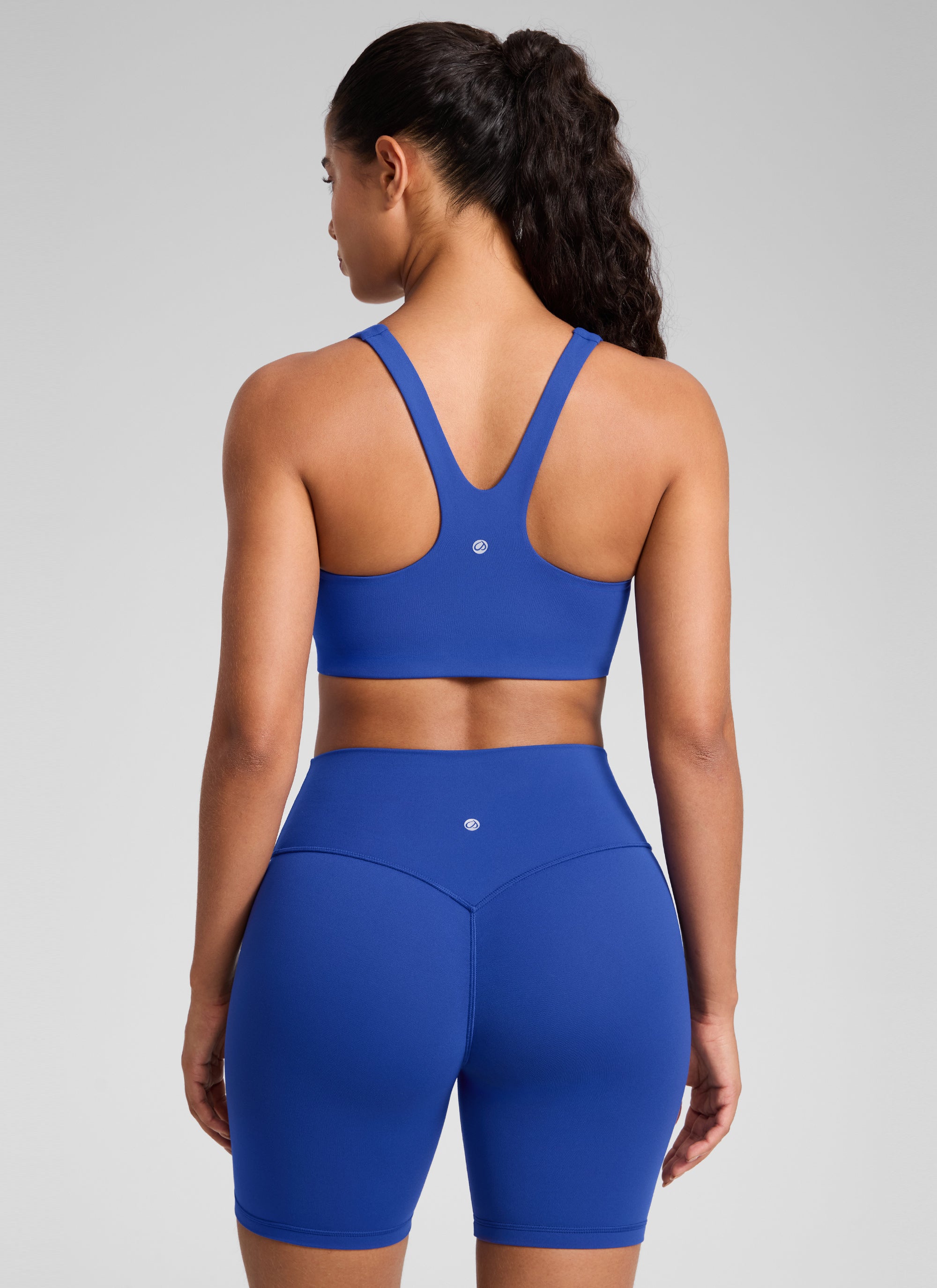 CRZ YOGA Butterlift Sujetador Deportivo con Escote Cuadrado y Doble Capa para Mujer Azul Ondulante