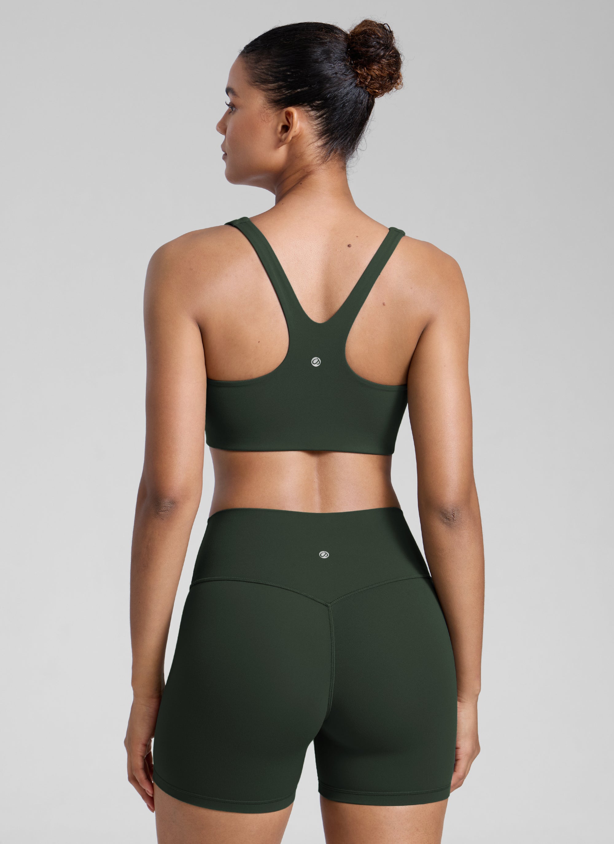 CRZ YOGA Butterlift Sujetador Deportivo con Escote Cuadrado y Doble Capa para Mujer Leyenda Verde