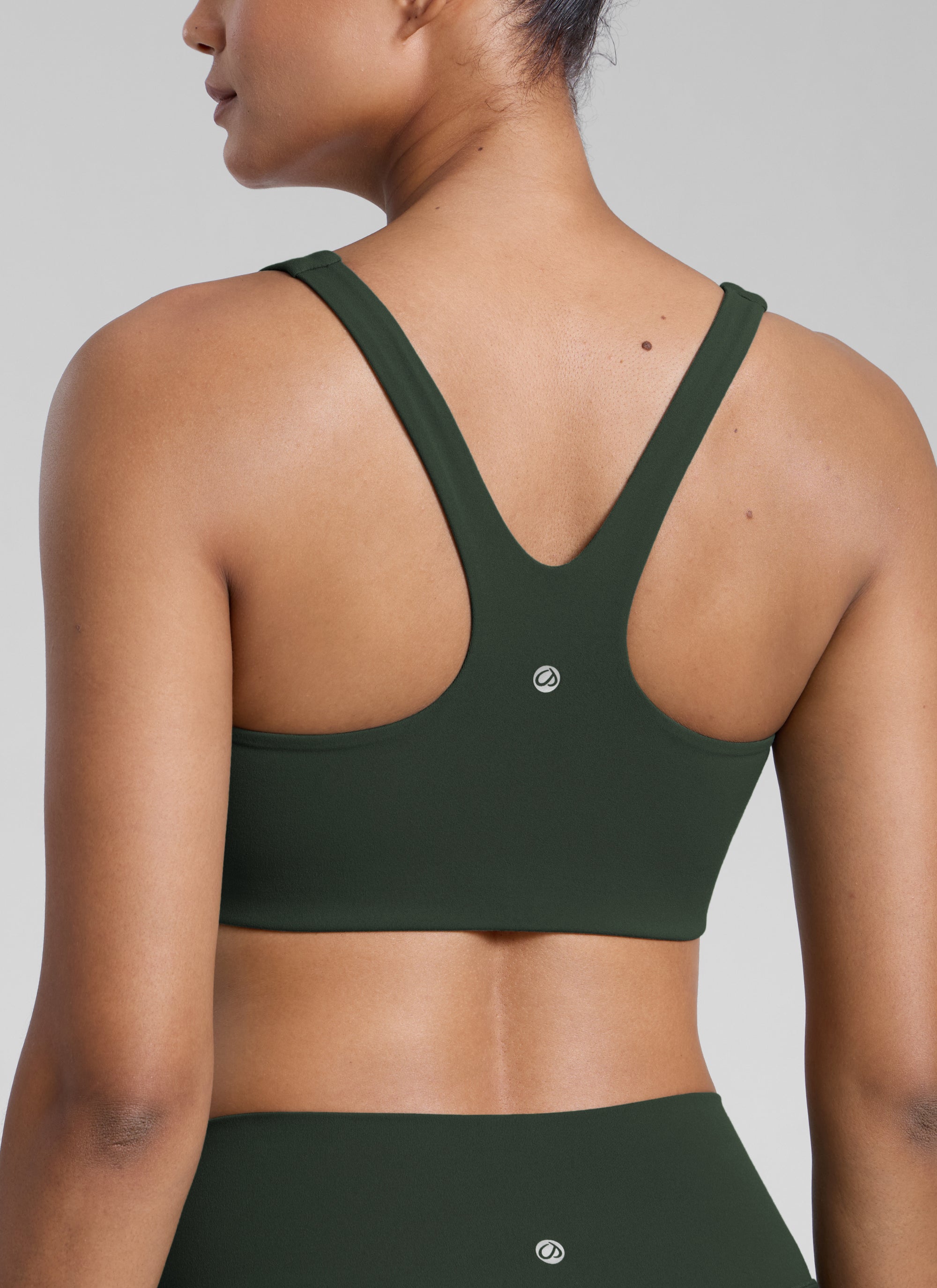 CRZ YOGA Butterlift Sujetador Deportivo con Escote Cuadrado y Doble Capa para Mujer Leyenda Verde
