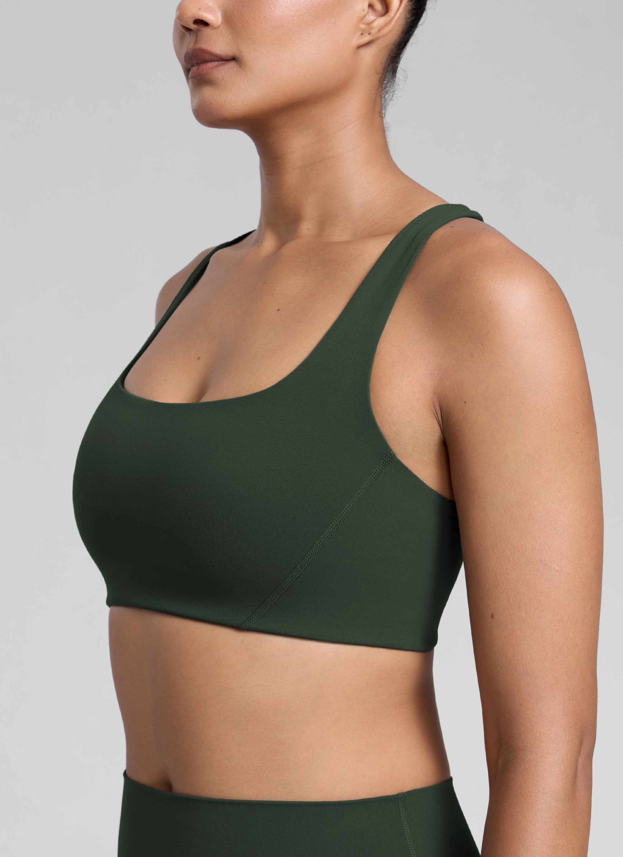 CRZ YOGA Butterlift Sujetador Deportivo con Escote Cuadrado y Doble Capa para Mujer Leyenda Verde