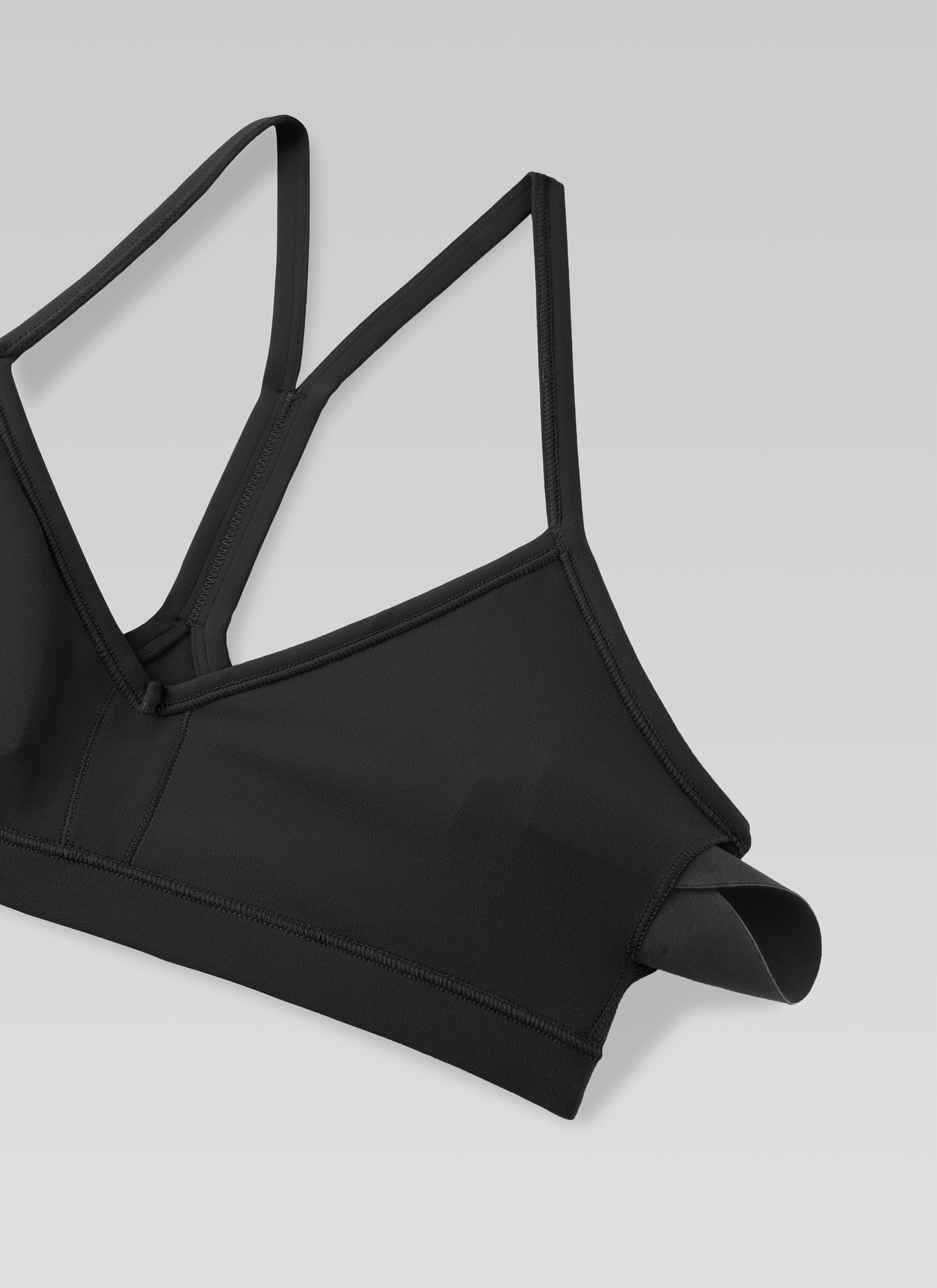 CRZ YOGA Sujetador Deportivo con Acolchado y Ruched en V para Mujer Negro
