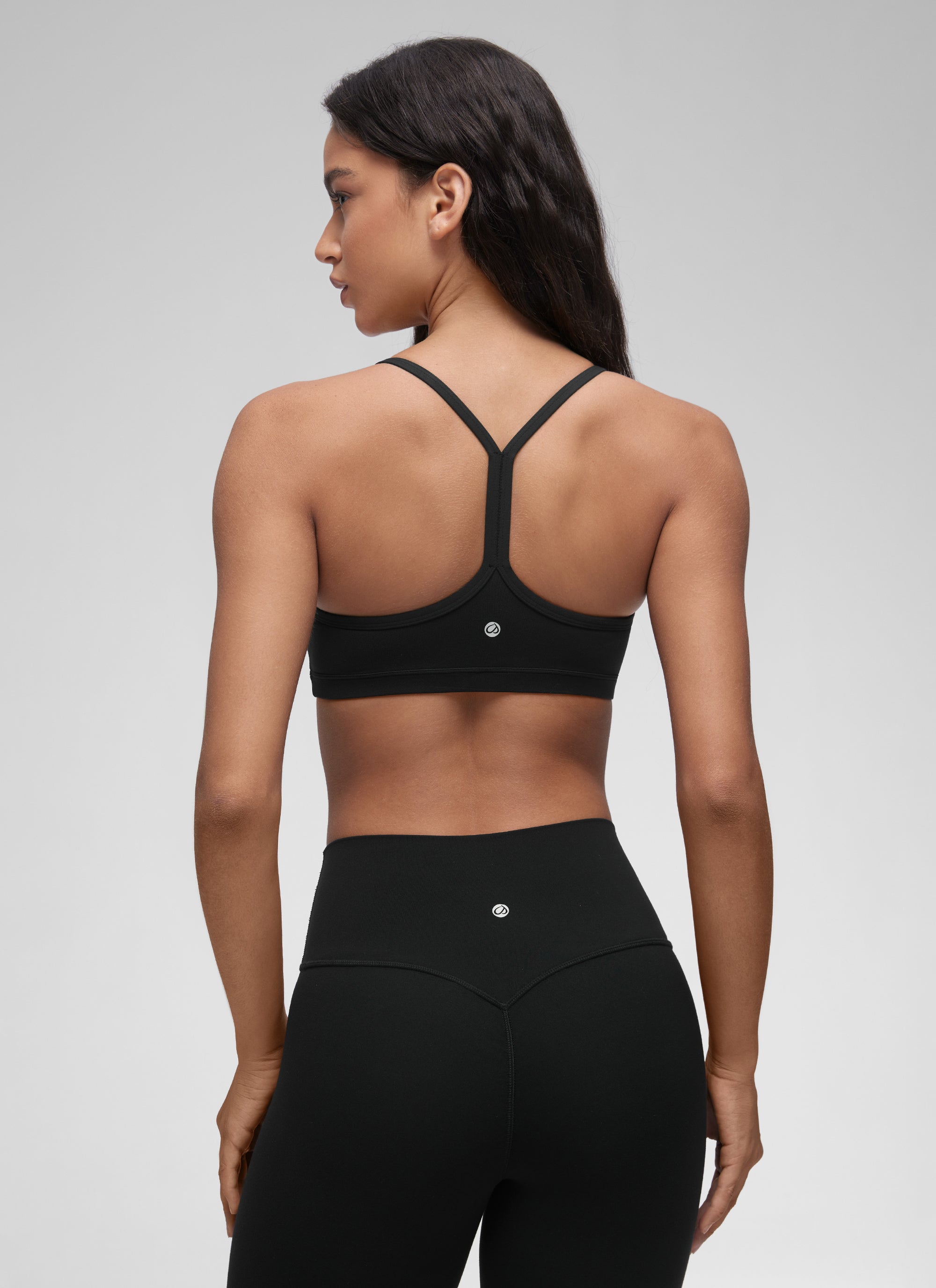 CRZ YOGA Sujetador Deportivo con Acolchado y Ruched en V para Mujer Negro