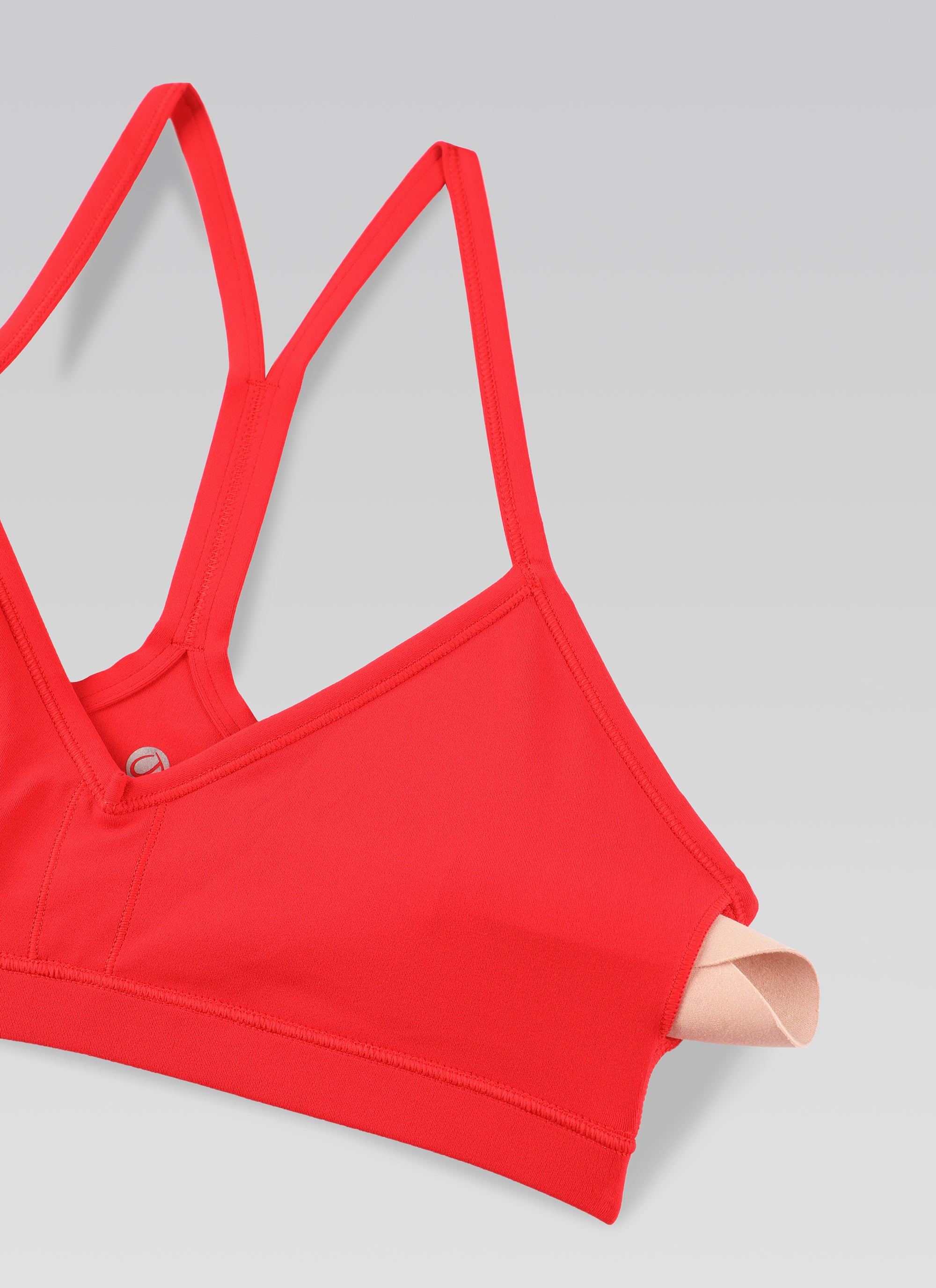 CRZ YOGA Sujetador Deportivo con Acolchado y Ruched en V para Mujer Rojo Profundo