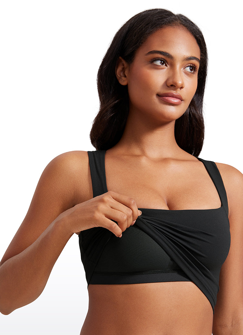 CRZ YOGA Butterluxe Mujer con Sujetador Incorporado y Escote Cuadrado Negro
