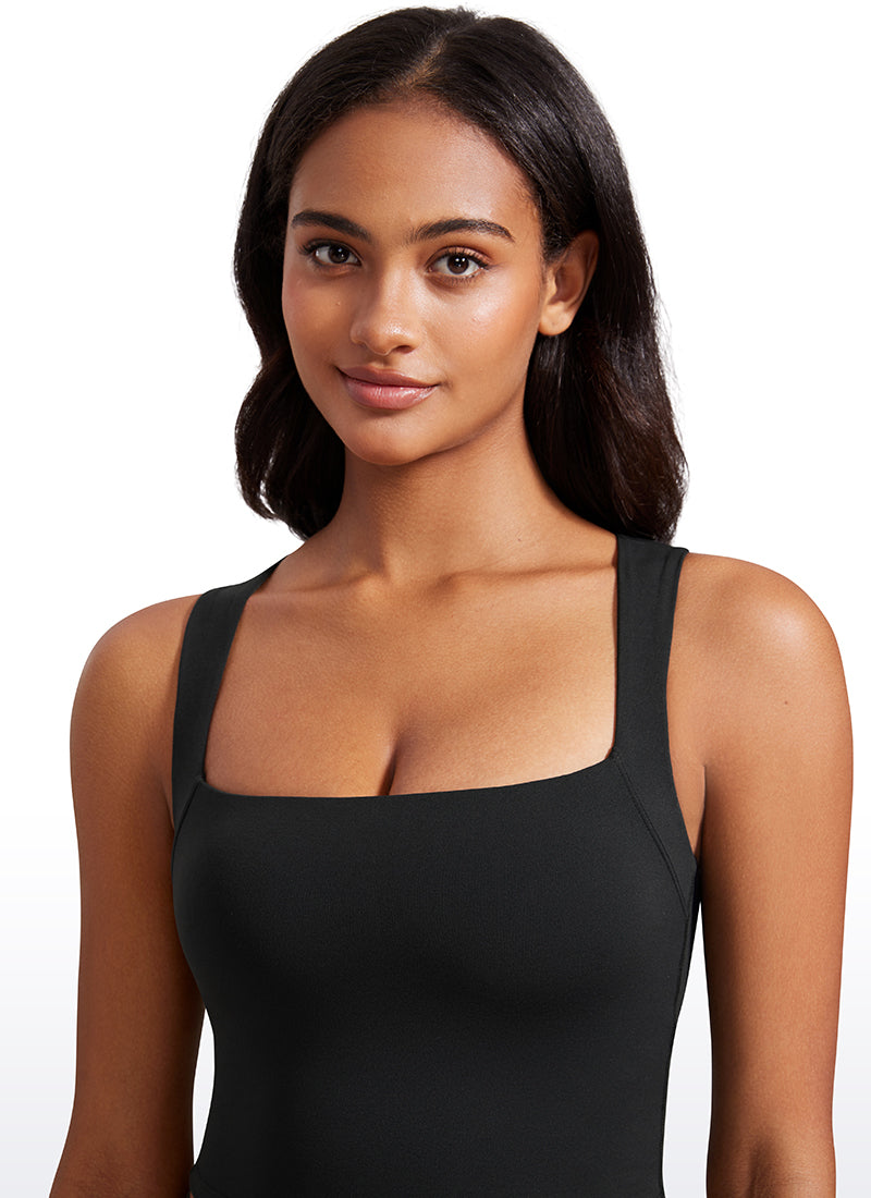 CRZ YOGA Butterluxe Mujer con Sujetador Incorporado y Escote Cuadrado Negro