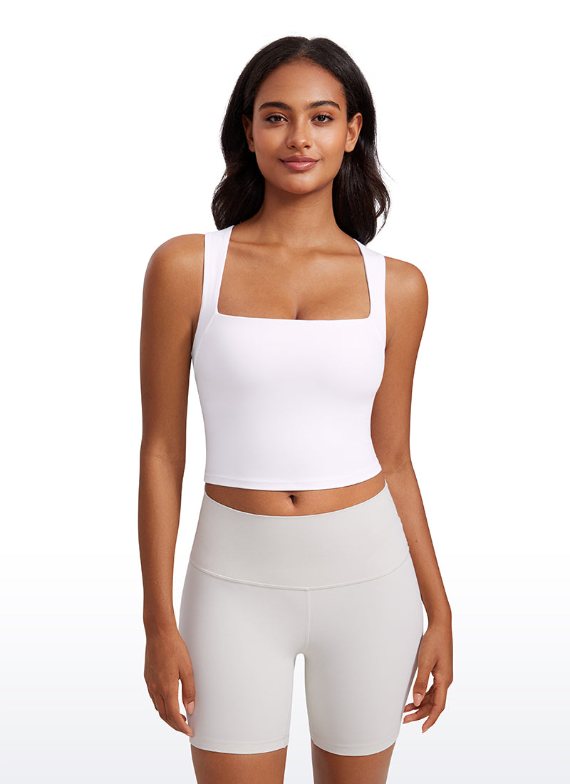 CRZ YOGA Butterluxe Mujer con Sujetador Incorporado y Escote Cuadrado blanco