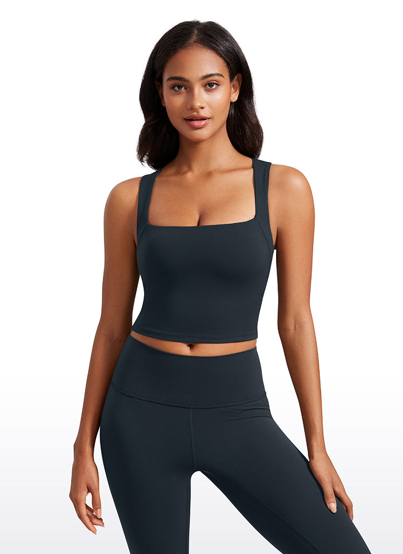 CRZ YOGA Butterluxe Mujer con Sujetador Incorporado y Escote Cuadrado True Navy