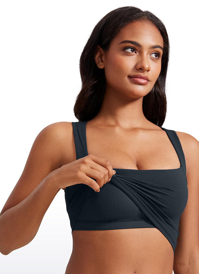 CRZ YOGA Butterluxe Mujer con Sujetador Incorporado y Escote Cuadrado True Navy