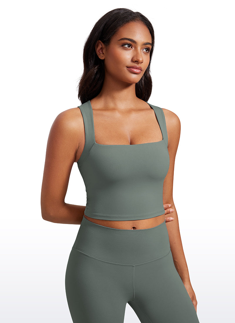 CRZ YOGA Butterluxe Mujer con Sujetador Incorporado y Escote Cuadrado Salvia gris