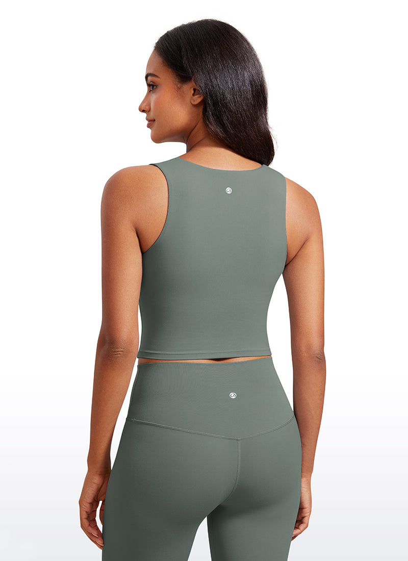 CRZ YOGA Butterluxe Mujer con Sujetador Incorporado y Escote Cuadrado Salvia gris