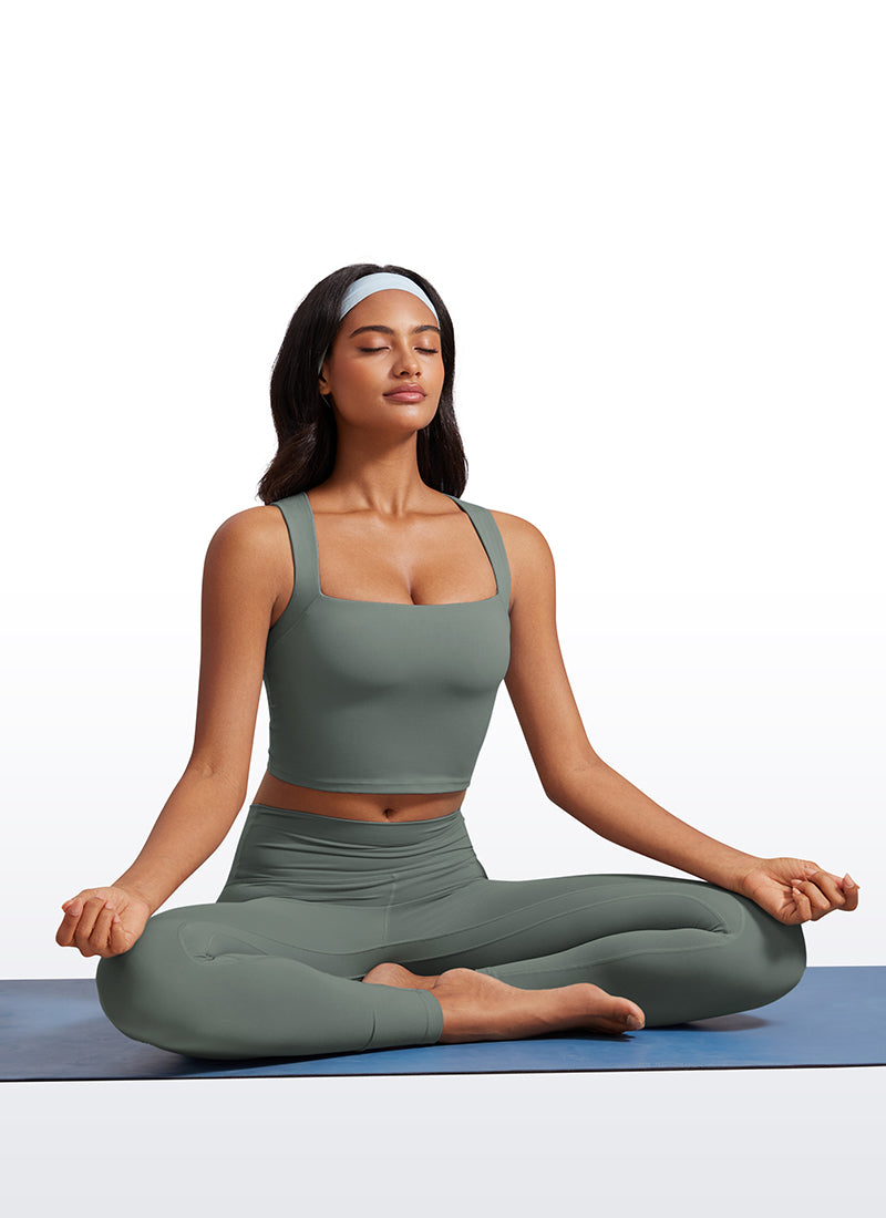 CRZ YOGA Butterluxe Mujer con Sujetador Incorporado y Escote Cuadrado Salvia gris