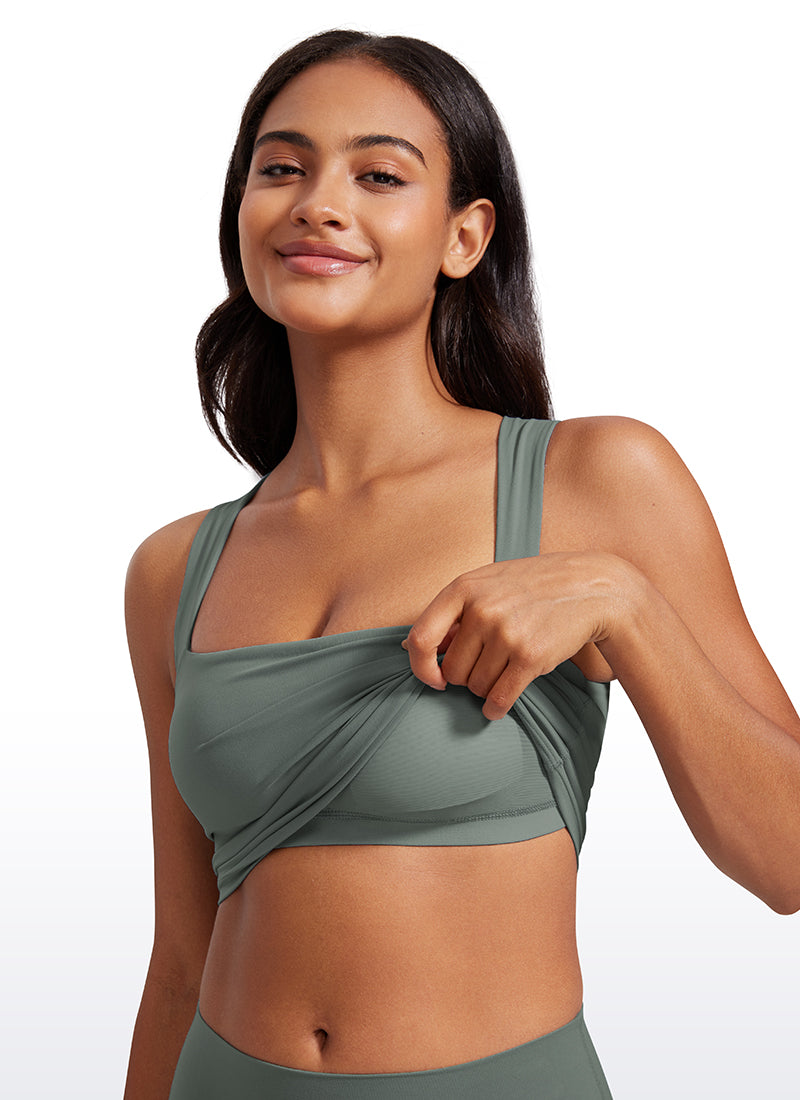 CRZ YOGA Butterluxe Mujer con Sujetador Incorporado y Escote Cuadrado Salvia gris