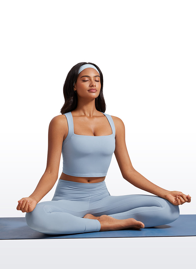 CRZ YOGA Butterluxe Mujer con Sujetador Incorporado y Escote Cuadrado Batista Azul