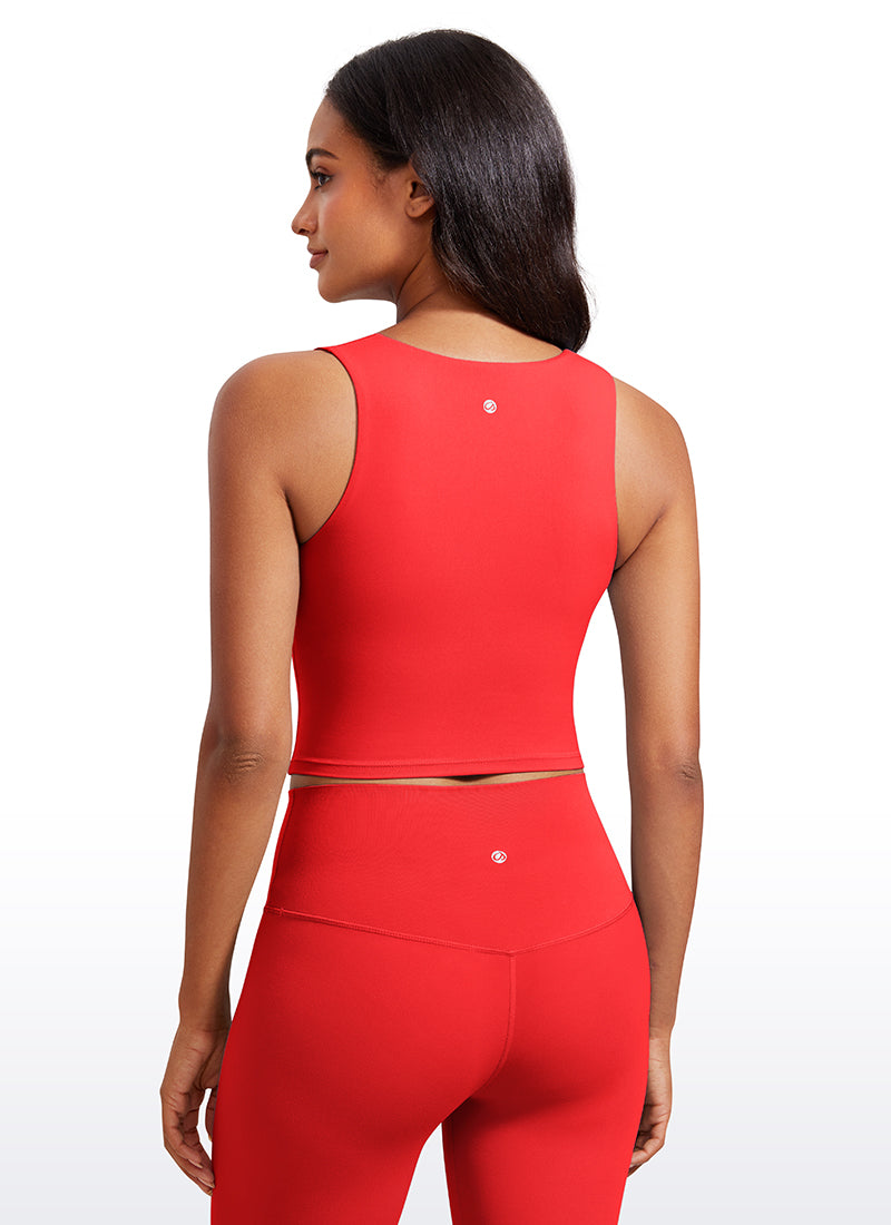 CRZ YOGA Butterluxe Mujer con Sujetador Incorporado y Escote Cuadrado Rojo Profundo