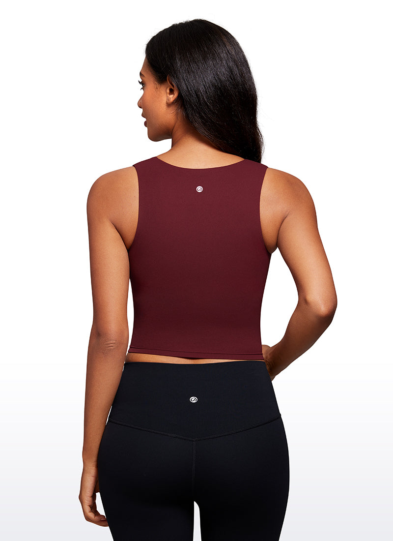 CRZ YOGA Butterluxe Mujer con Sujetador Incorporado y Escote Cuadrado Merlot Rojo
