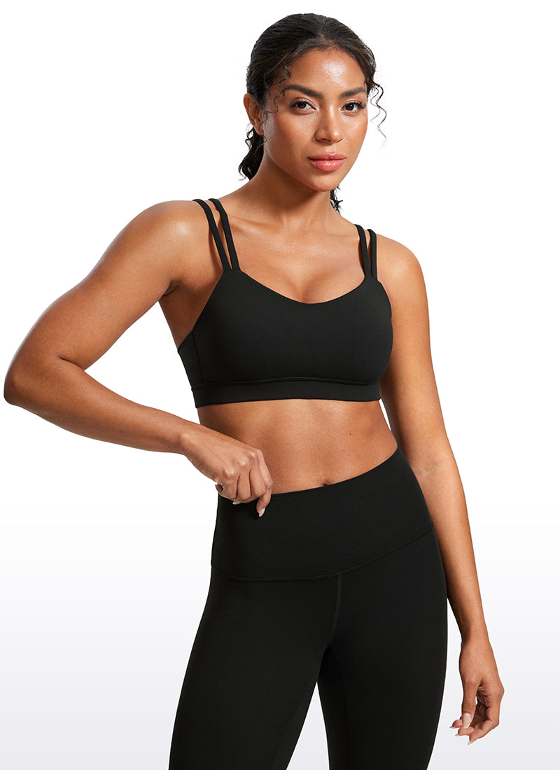CRZ YOGA Sujetador Mujer Yoga Butterluxe Copa Moldeada Tirantes V Negro
