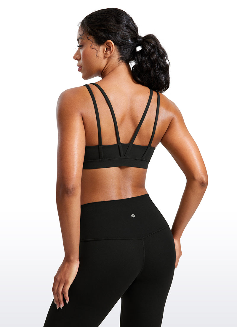 CRZ YOGA Sujetador Mujer Yoga Butterluxe Copa Moldeada Tirantes V Negro