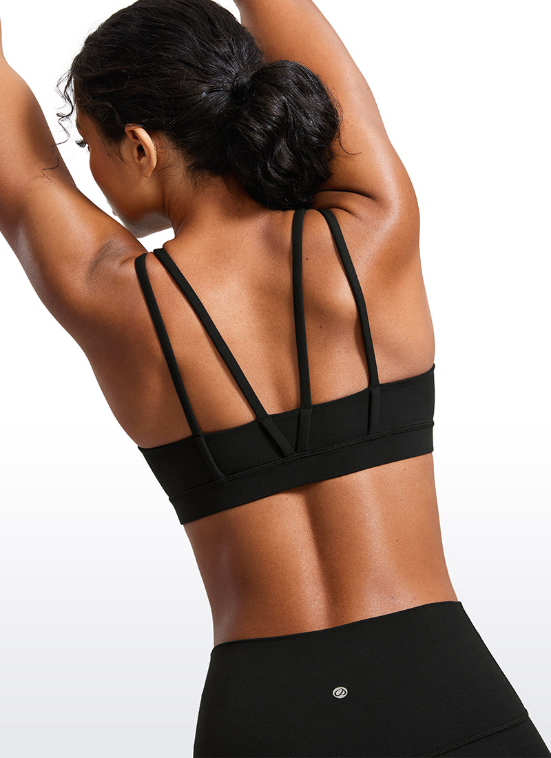 CRZ YOGA Sujetador Mujer Yoga Butterluxe Copa Moldeada Tirantes V Negro
