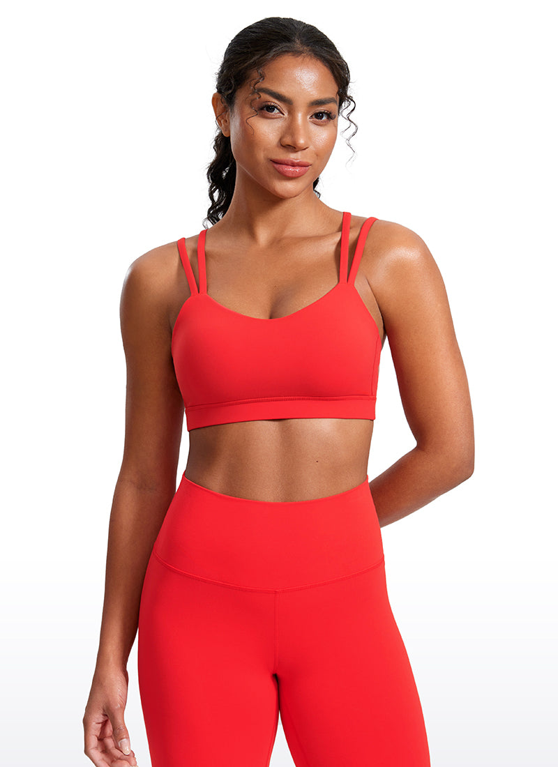 CRZ YOGA Sujetador Mujer Yoga Butterluxe Copa Moldeada Tirantes V Rojo Profundo