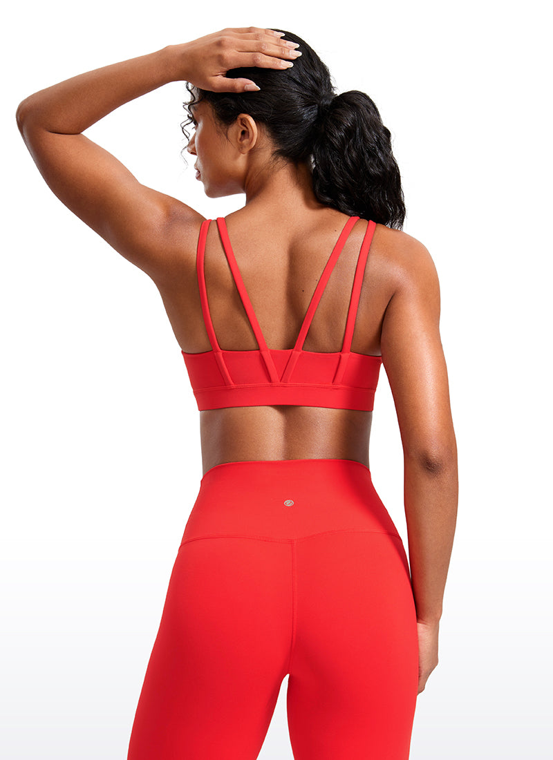 CRZ YOGA Sujetador Mujer Yoga Butterluxe Copa Moldeada Tirantes V Rojo Profundo
