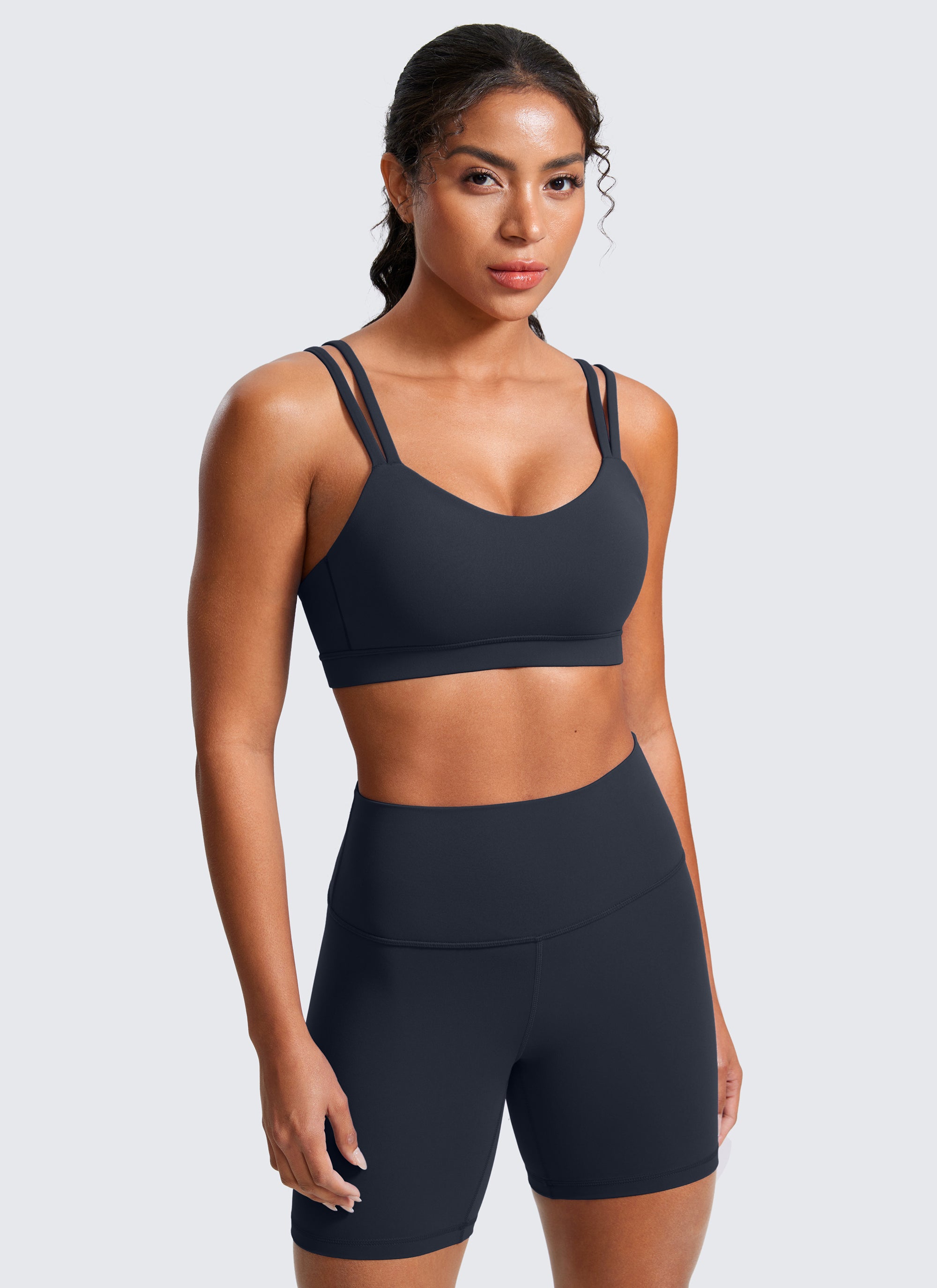 CRZ YOGA Sujetador Mujer Yoga Butterluxe Copa Moldeada Tirantes V True Navy