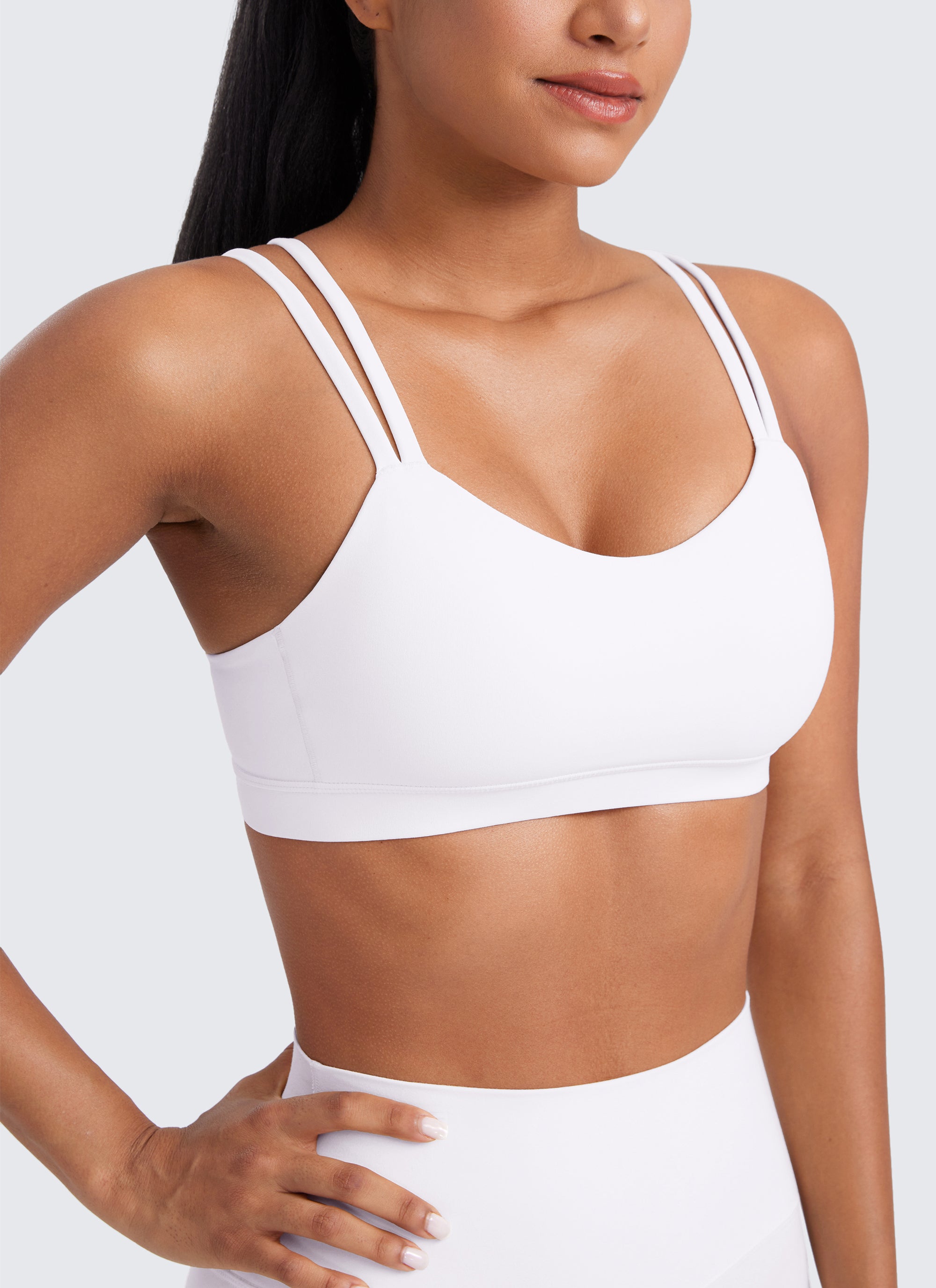 CRZ YOGA Sujetador Mujer Yoga Butterluxe Copa Moldeada Tirantes V blanco