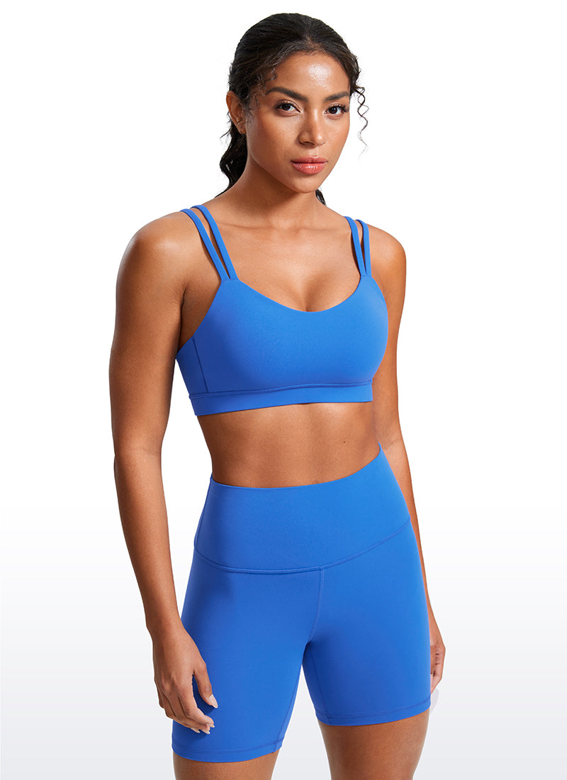 CRZ YOGA Sujetador Mujer Yoga Butterluxe Copa Moldeada Tirantes V Azul Destello
