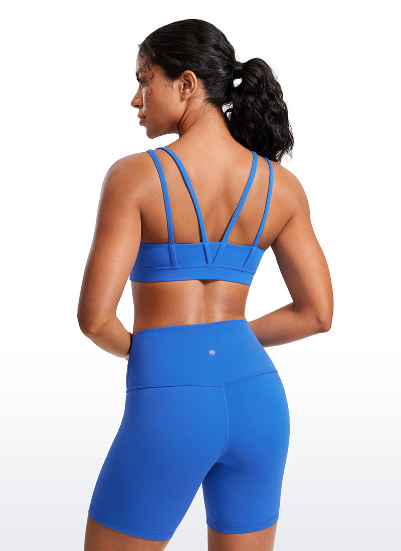 CRZ YOGA Sujetador Mujer Yoga Butterluxe Copa Moldeada Tirantes V Azul Destello