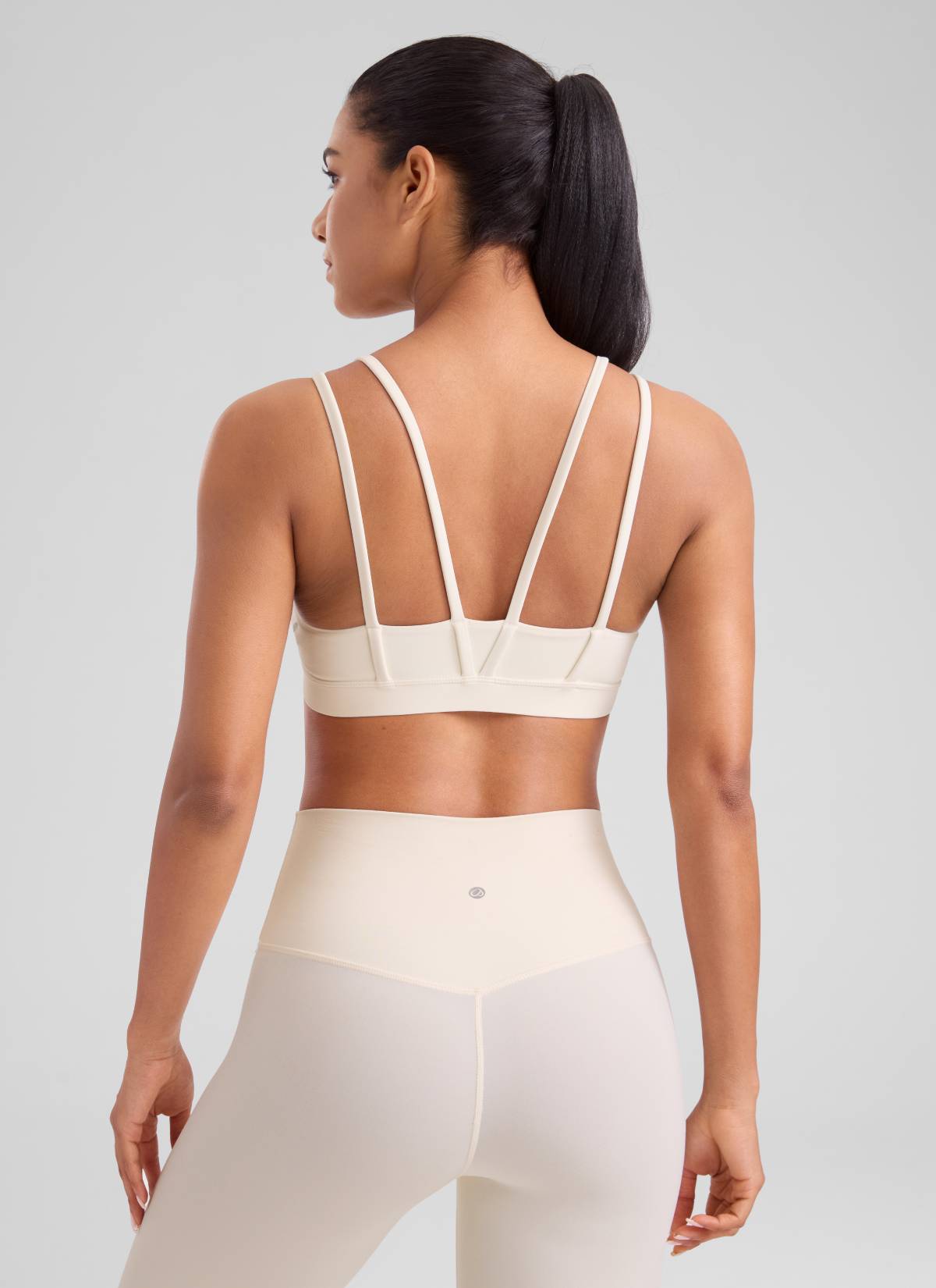 CRZ YOGA Sujetador Mujer Yoga Butterluxe Copa Moldeada Tirantes V Albaricoque blanco