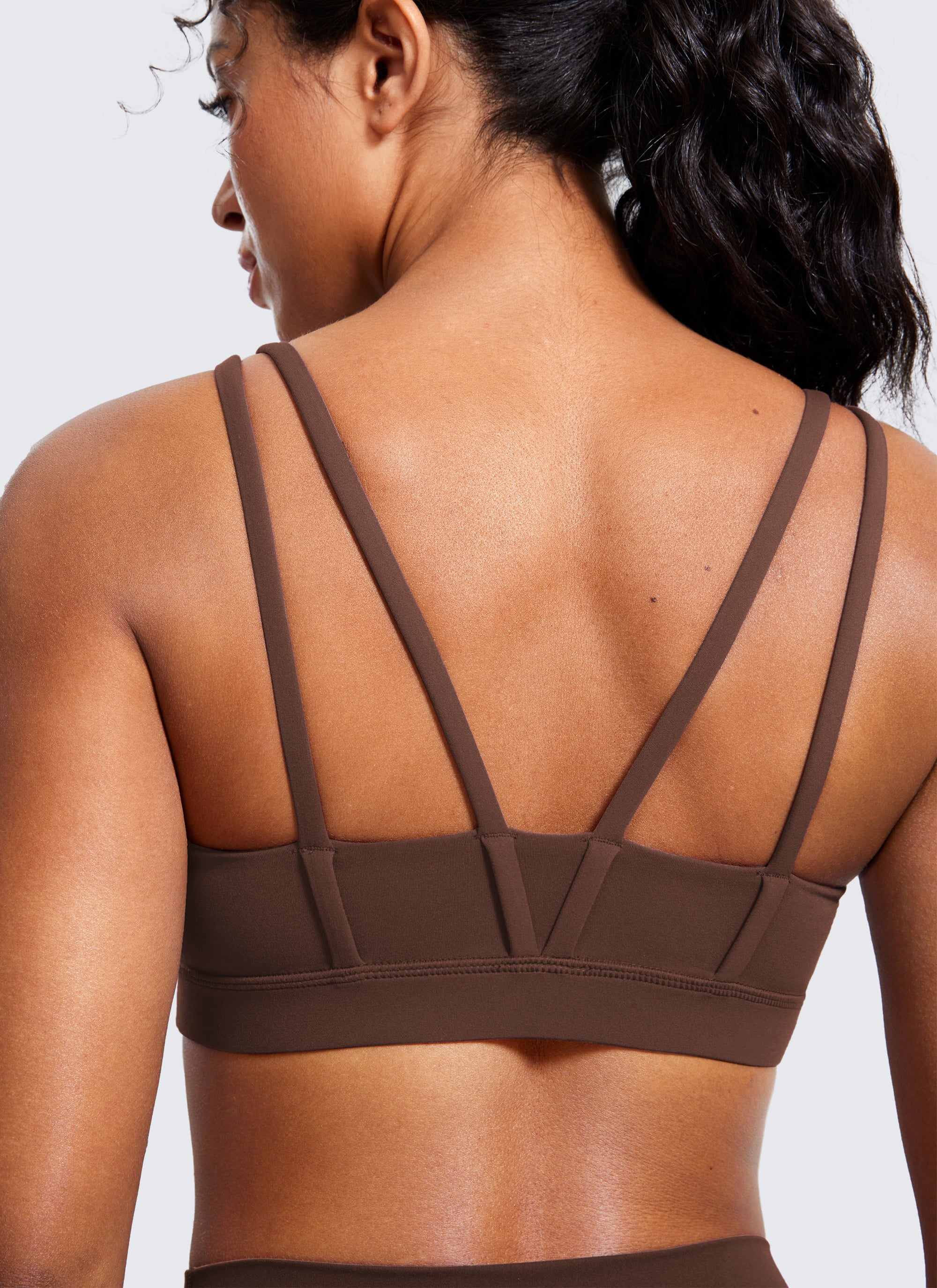 CRZ YOGA Sujetador Mujer Yoga Butterluxe Copa Moldeada Tirantes V Café Morena