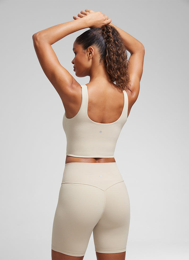 CRZ YOGA  Butterluxe Sujetador de Copa para Mujer con Cuello en V Bronceado Mojave