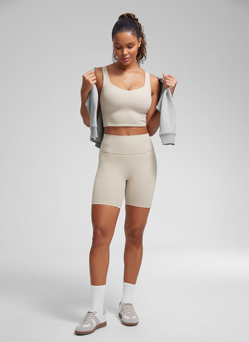 CRZ YOGA  Butterluxe Sujetador de Copa para Mujer con Cuello en V Bronceado Mojave