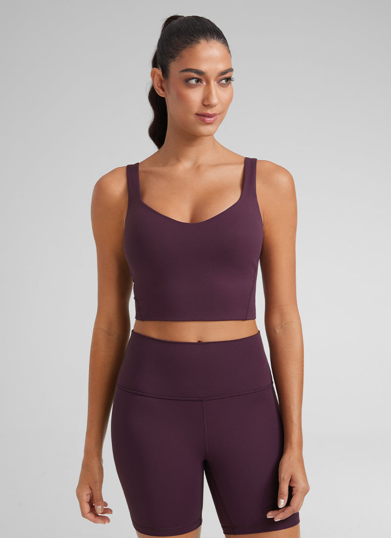 CRZ YOGA  Butterluxe Sujetador de Copa para Mujer con Cuello en V Deep Purple