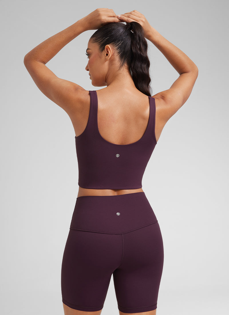 CRZ YOGA  Butterluxe Sujetador de Copa para Mujer con Cuello en V Deep Purple