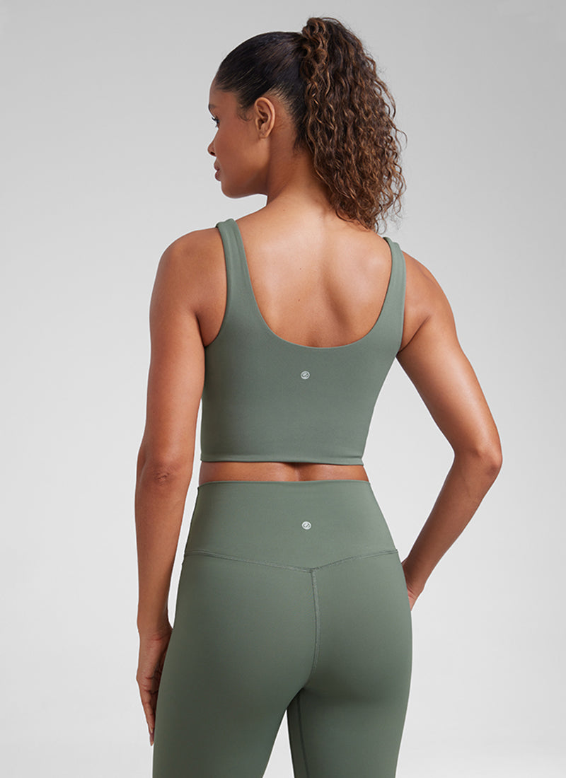 CRZ YOGA  Butterluxe Sujetador de Copa para Mujer con Cuello en V Salvia gris